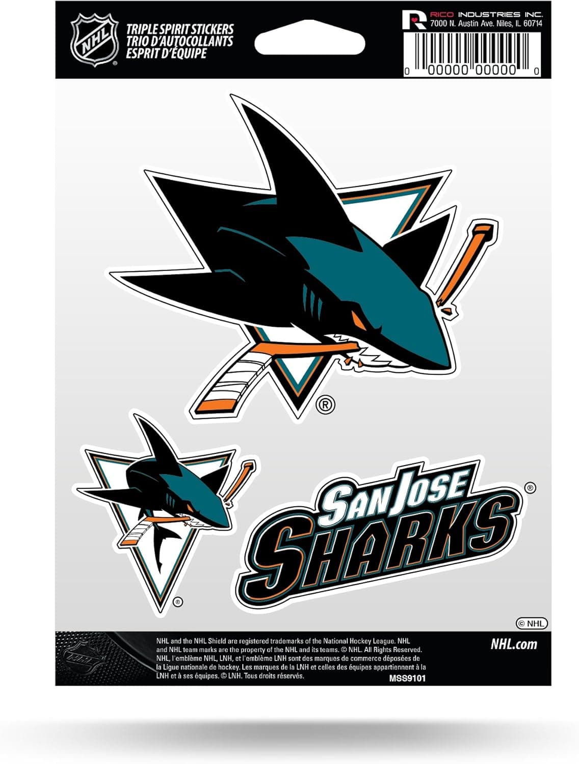 Rico Industries NHL Unisex Die Cut 3-Piece Triple Spirit Sticker Sheet