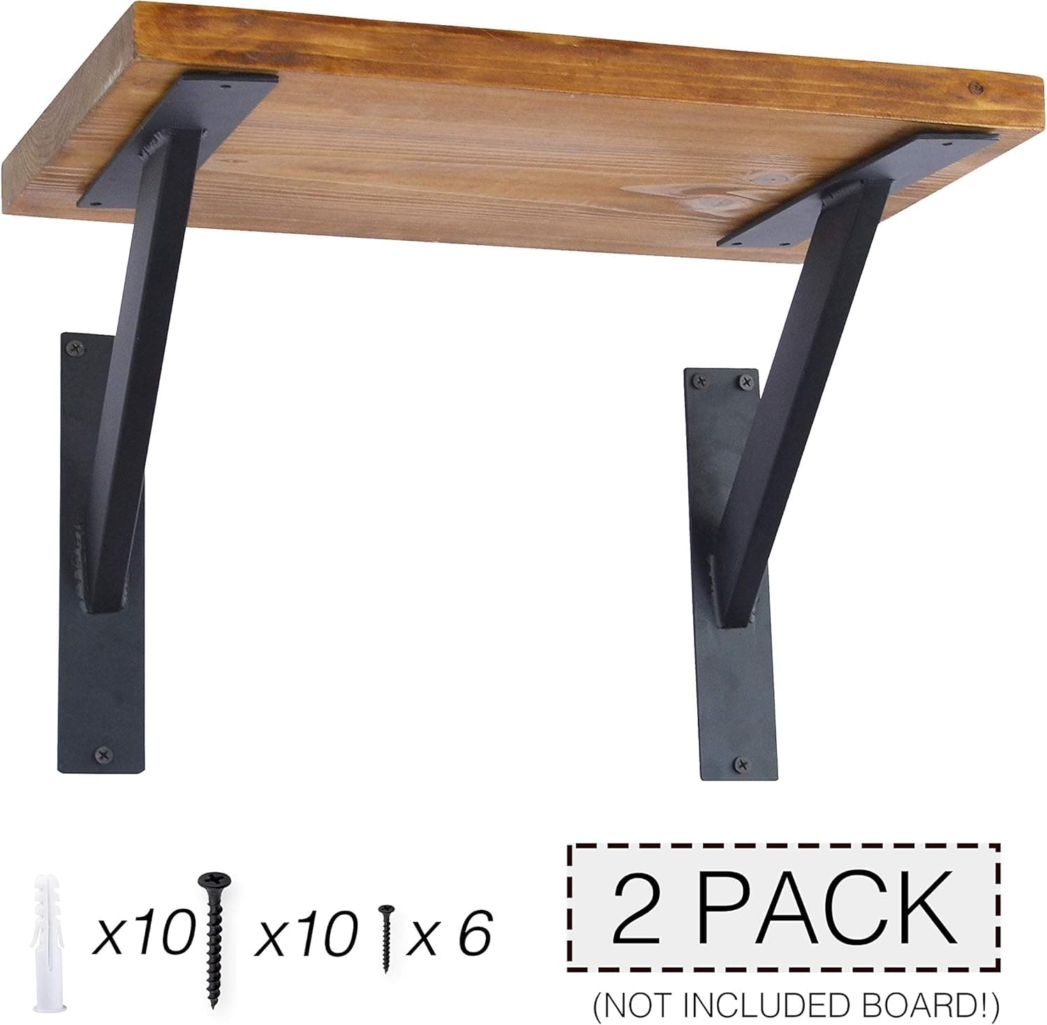 OVOV 2 Pack Right Angle Shelf Brackets Wall Mounted Corner Brace Decorative Floating Shelf Brackets (Black) 8"