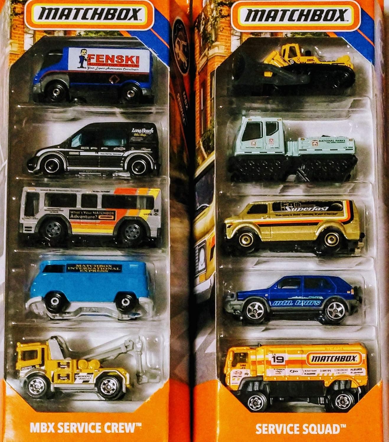 Matchbox 10 Vehicle Service Bundle Set Includes Service Squad 5 Pack and MBX Service Crew 5 Pack