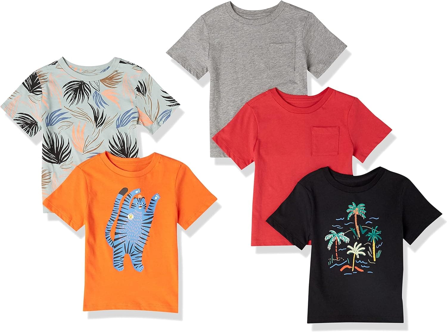 Amazon Essentials Boys and Toddlers' Short-Sleeve T-Shirts, Multipacks