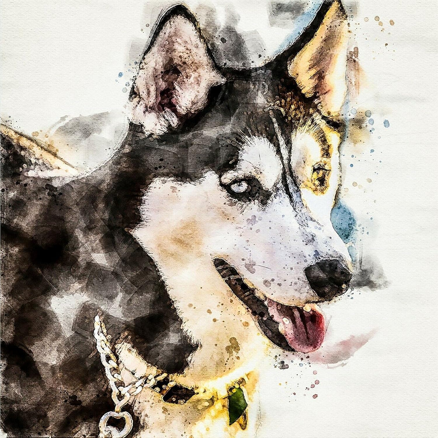 Pet Portrait from Photo Custom Watercolor Painting Turn Dog Cat Picture into Art Portrait Canvas Wall Art, Personalizable Pet Canvas Print, White, 12x8 inches