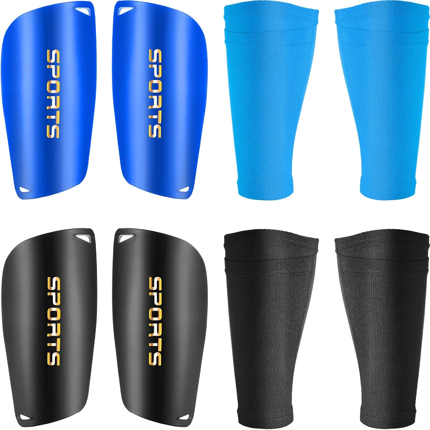 2 Pairs Soccer Shin Guards with Shin Guard Sleeves Adult Youth Soccer Shin Guards for Boys Girls Soccer Games Leg Protection Reduce Shocks and Injuries