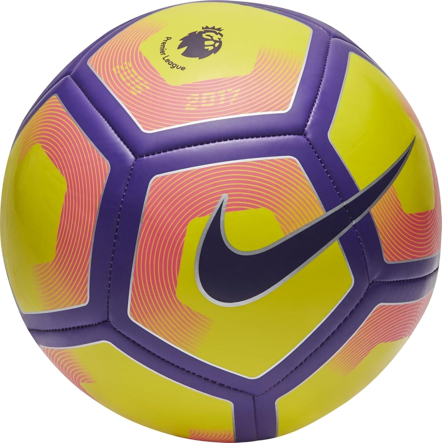 NIKE PITCH PREMIER LEAGUE FOOTBALL 2017/2018, Multicolor (Yellow / Purple / Black), size 5