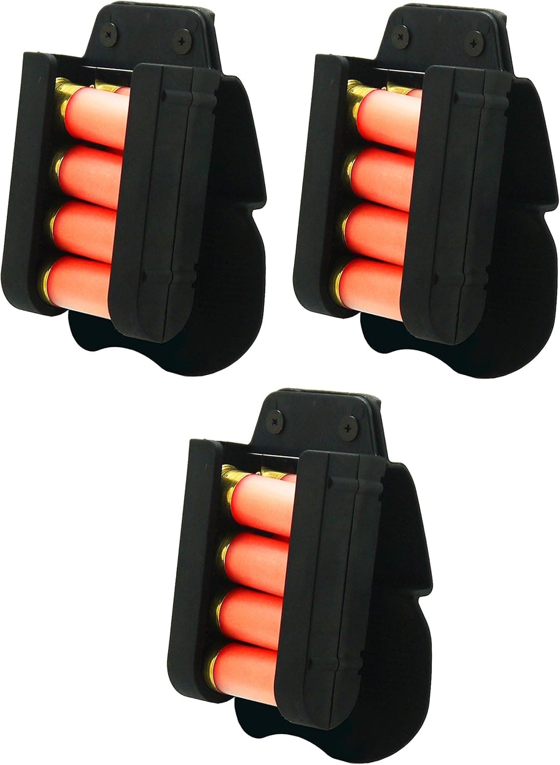 Ultimate Arms Gear Black 3 Pack of 4-Round Shotgun Ammo Shot Shell Cartridge Hunting Carrier Competition Tension Holder Holster Belt Paddle Fits 12 GA Gauge, Remington 870/1187/11-87
