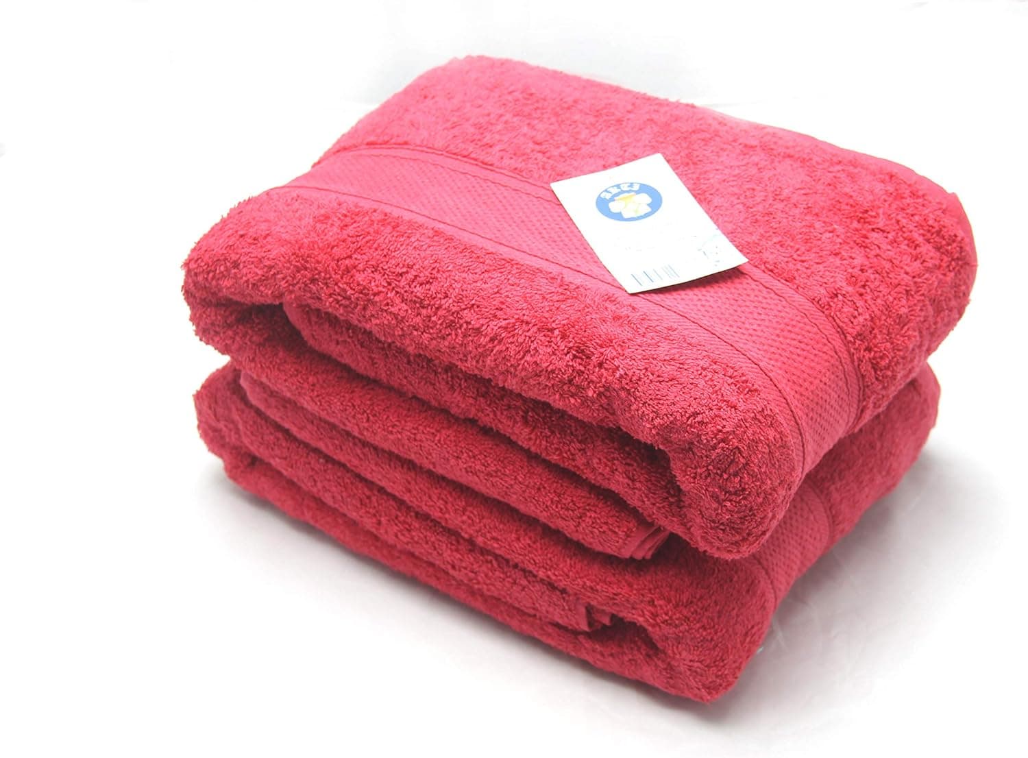 AKTI 2 Pc Pack Luxuriously Oversize Hotel Bath Sheet - 100% Ring Spun Cotton 36in x 72in -Heavy Weight 975 Grams -Highly Absorbent - Easy Care Machine Wash- Color Red