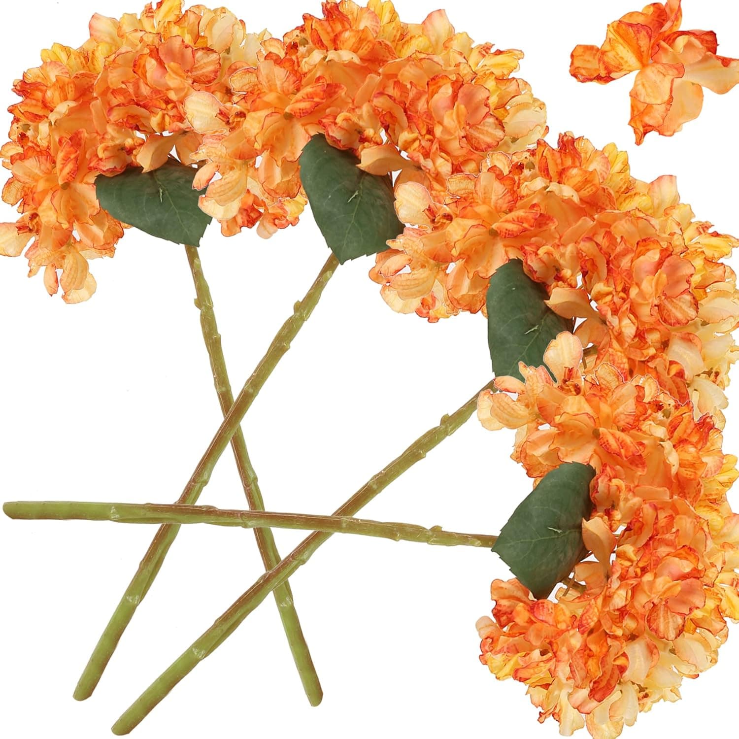 Orange Flowers Hydrangea Silk Flowers Vintage Dried Hydrangea Artificial Flowers for Decorations Faux Flowers for Floral Flower Craft Fake Flowers Arrangement for Burnt Orange Decor (Orange)