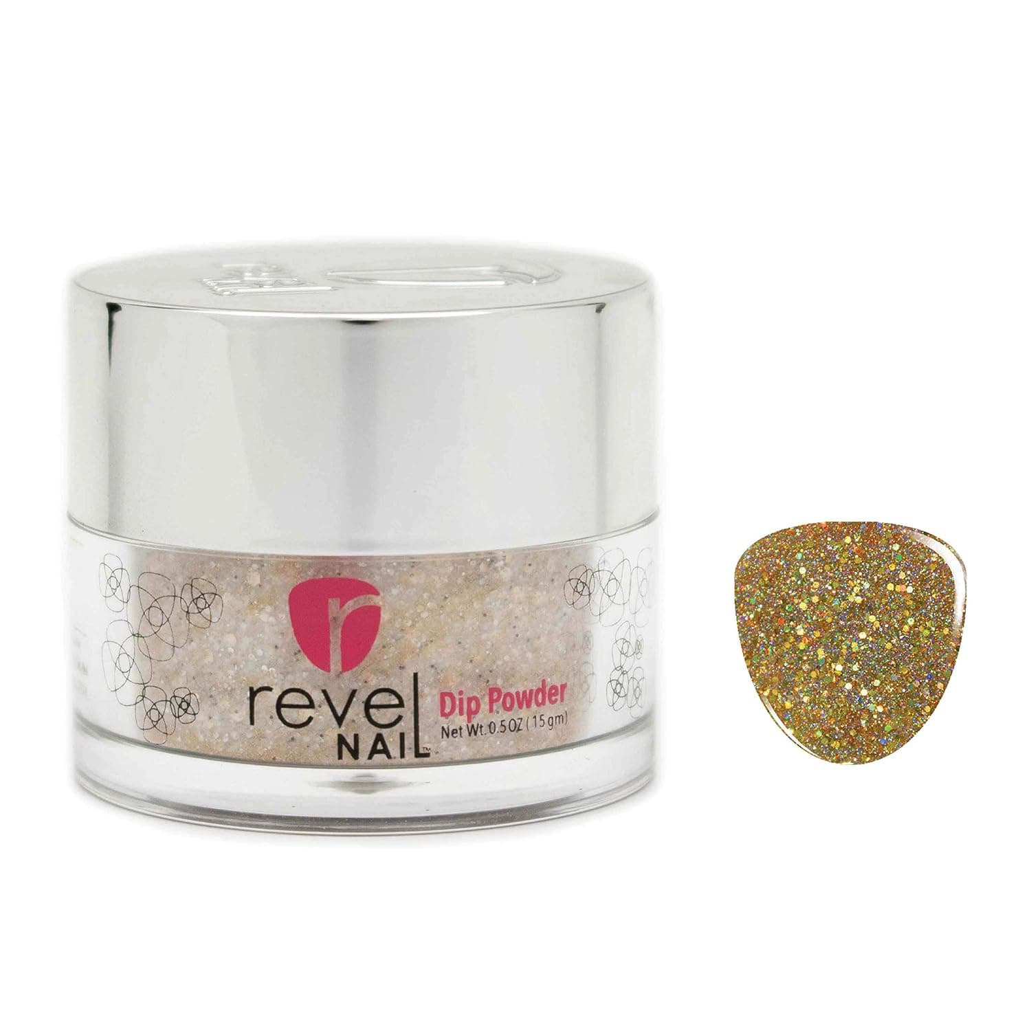 Revel Nail Dip Powder - Gold Glitter Dip Powder for Nails, Chip Resistant Dip Nail Powder with Vitamin E and Calcium, DIY Manicure