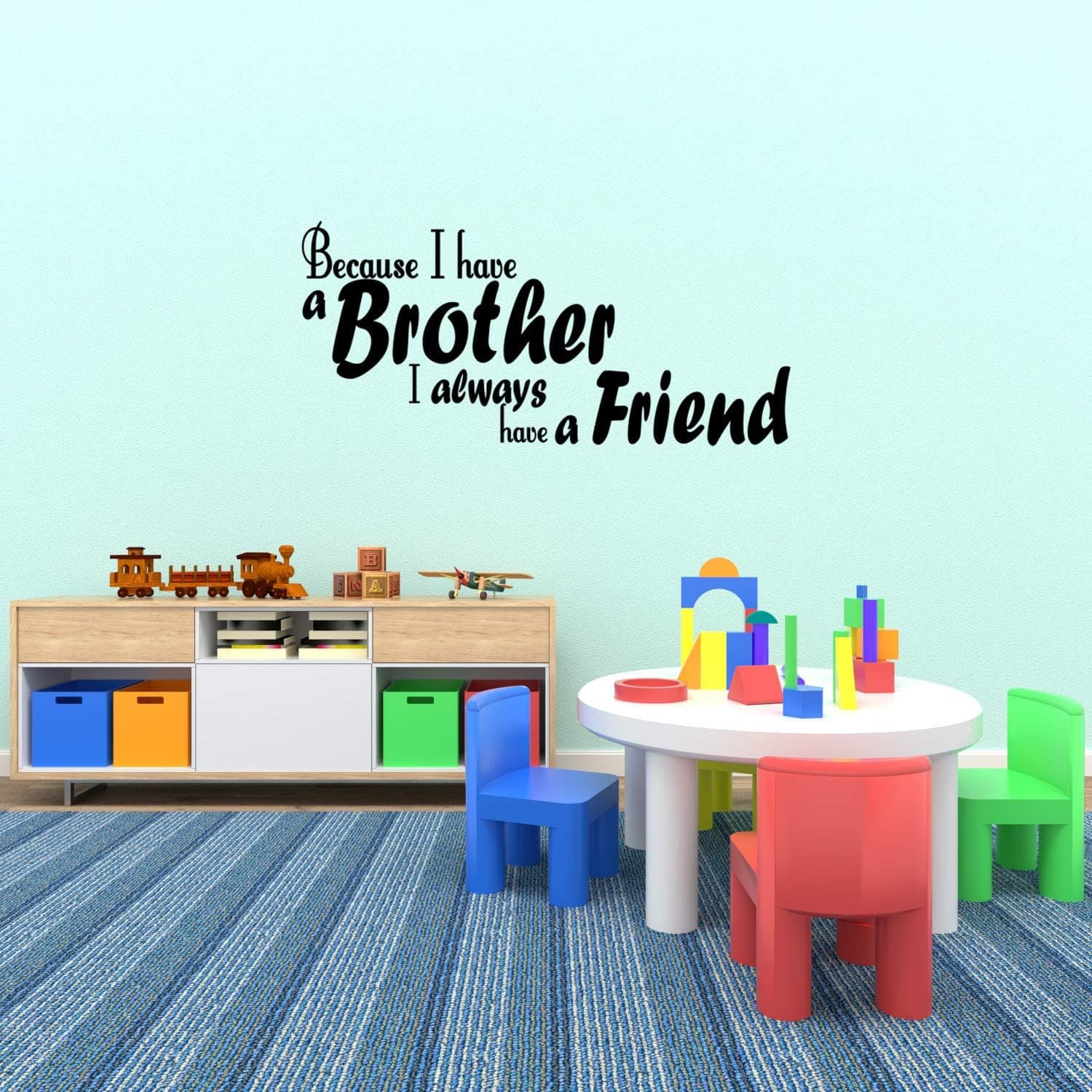 WallDecalQuote Because I Have a Brother I Always Have a Friend Wall Decal Shared Bedroom Wall Sticker Brothers Decor J192
