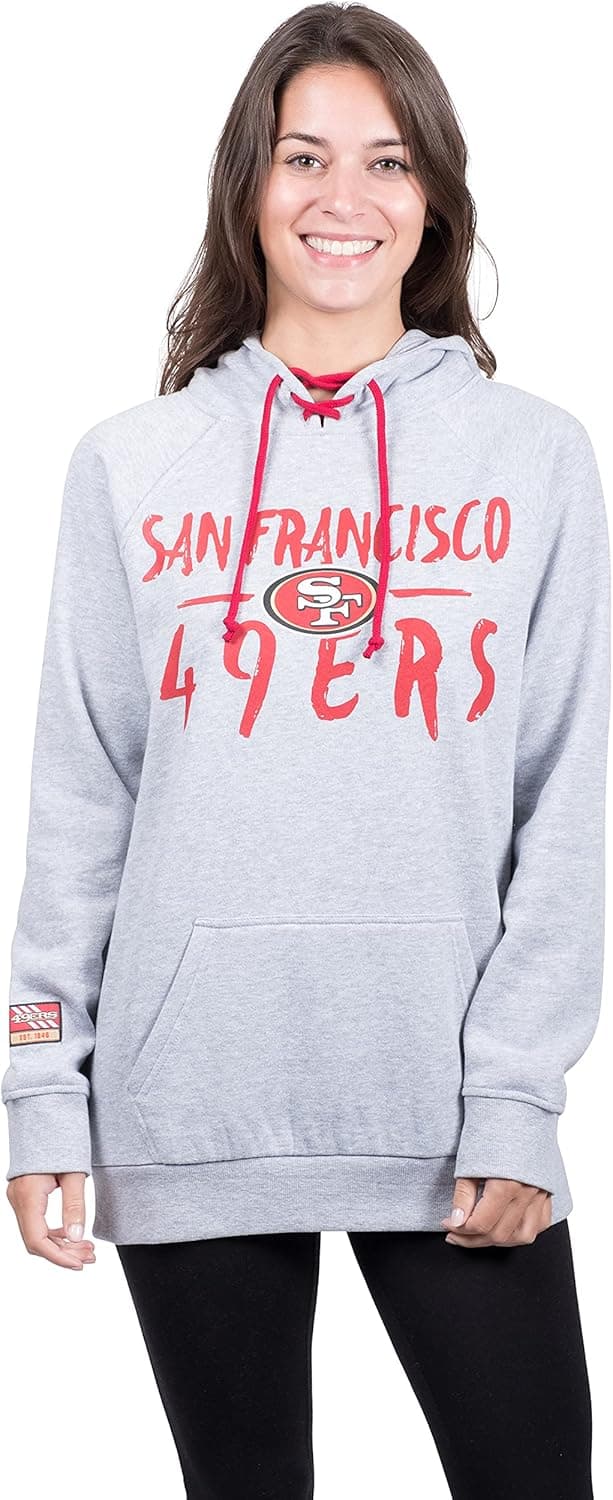 Ultra Game NFL womens Fleece Hoodie Pullover Sweatshirt Tie Neck