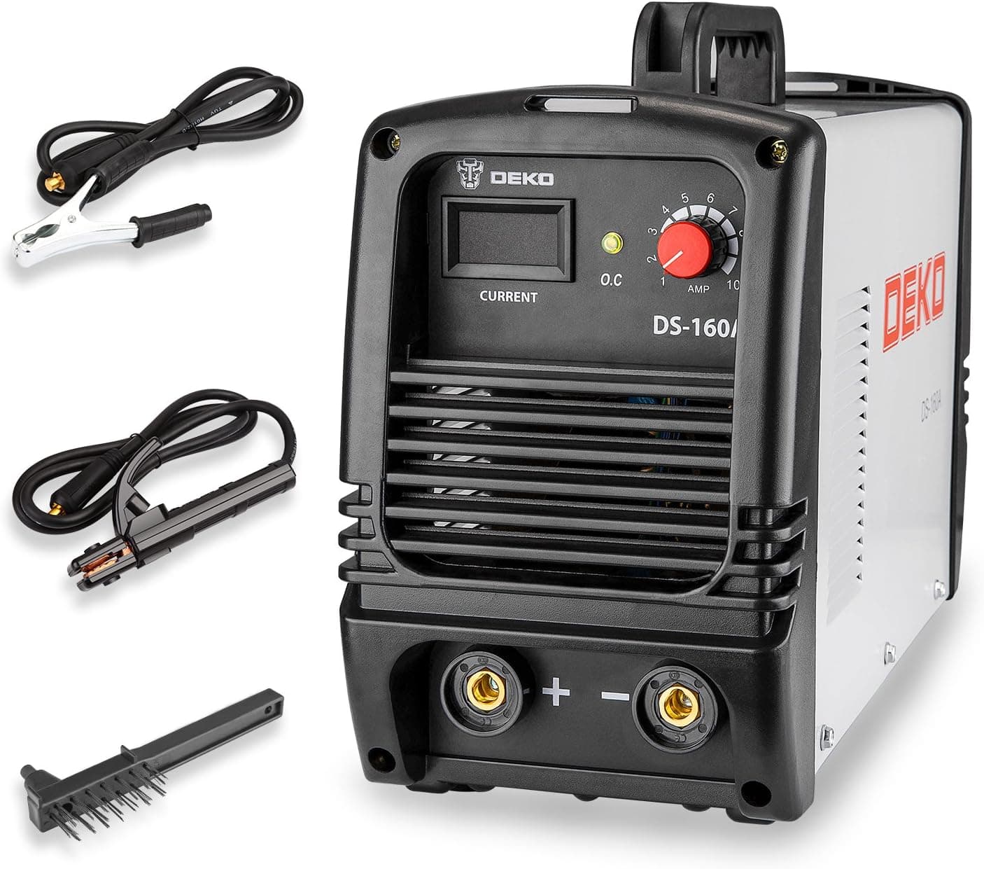 DEKOPRO ARC Welding Machine,110/220V Dual Voltage Welder 160A MMA IGBT LED Digital Display Hot Start Welding Machine with Electrode Holde With Work Clamp,Input Cable and Brush