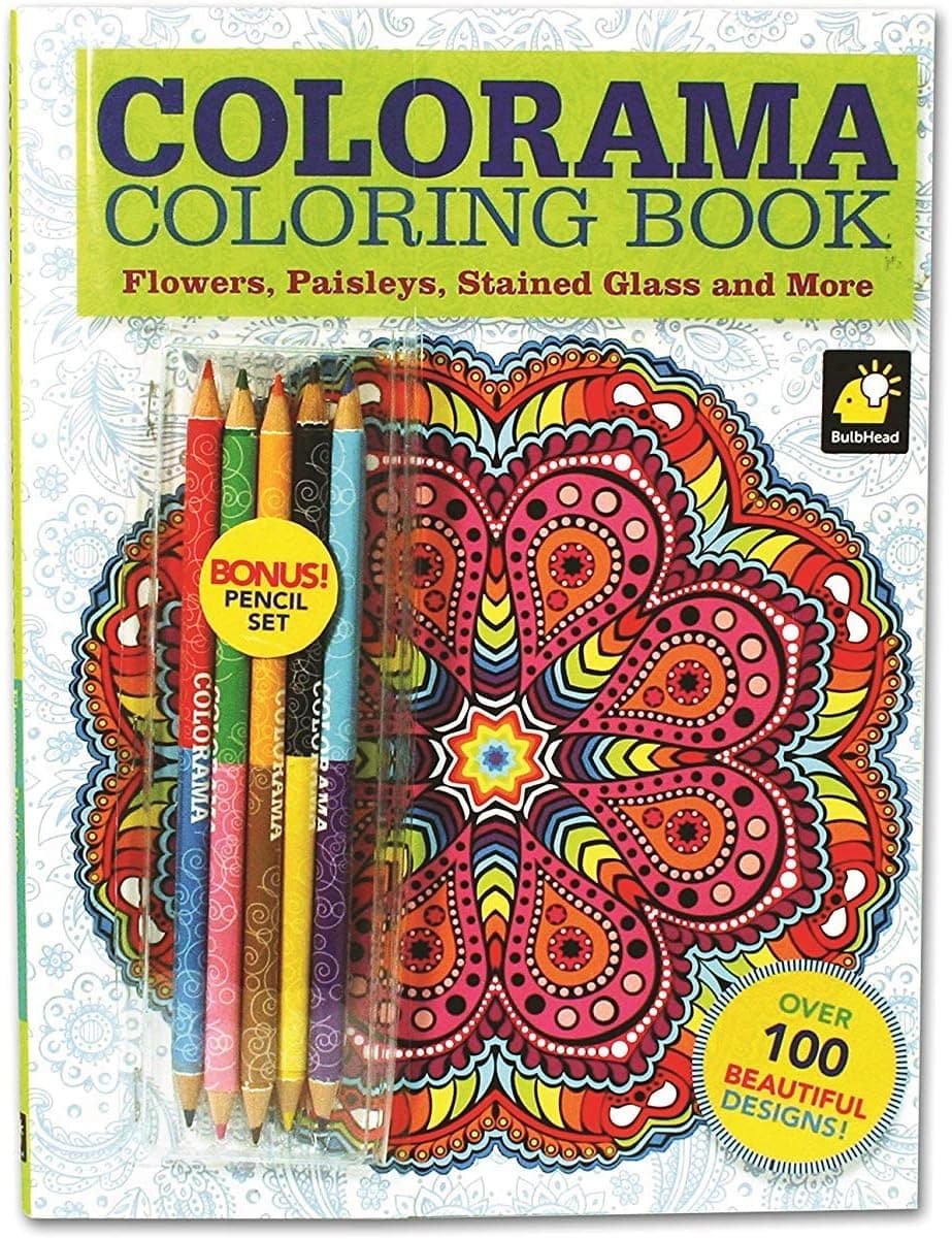 Colorama Coloring Book for Adults with 12 Colored Pencils, Create Something Wonderful & Relax