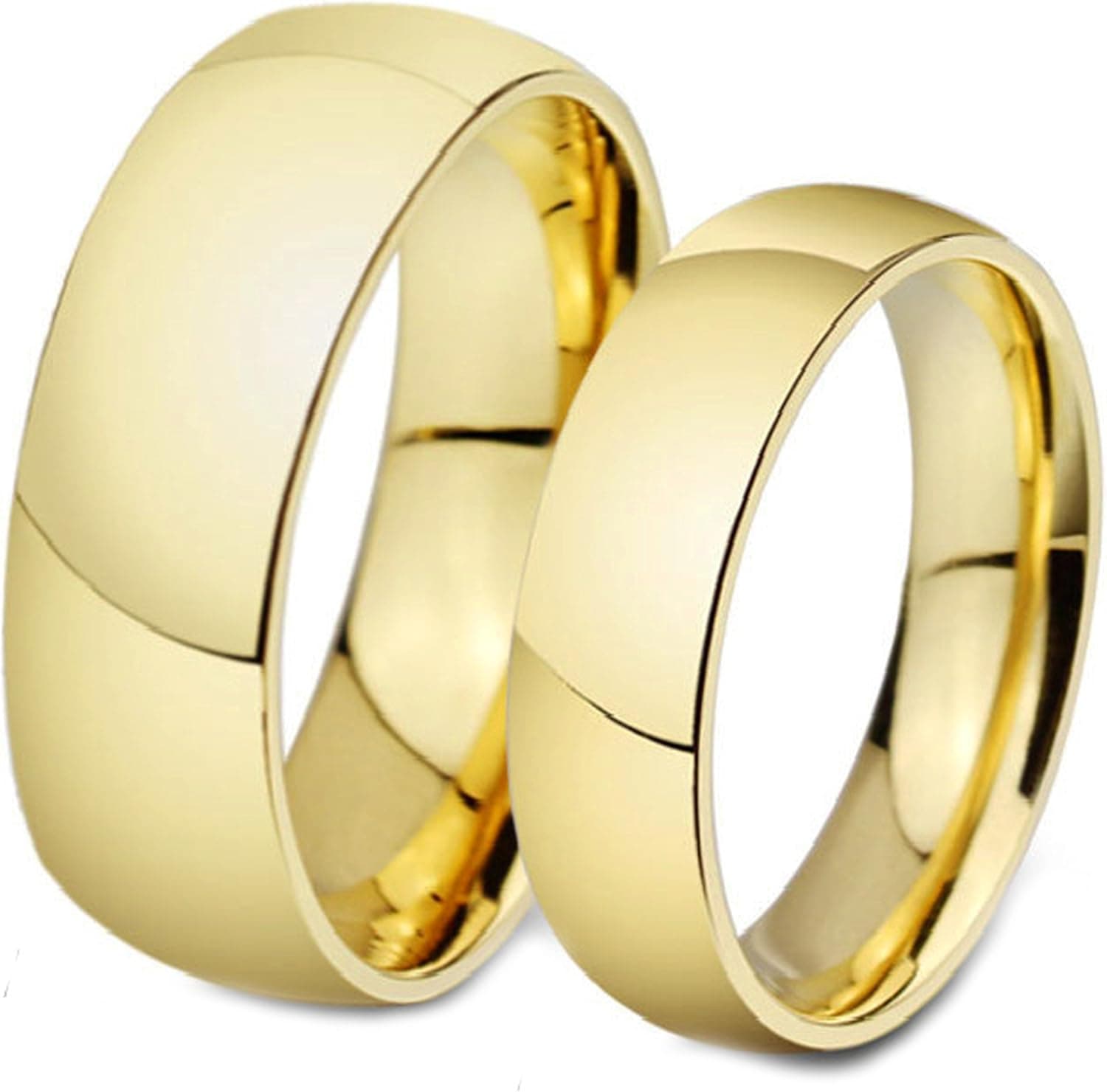 LineAve His or Her Couple Matching Ring Mens Womens Stainless Steel Basic Plain Wedding Band