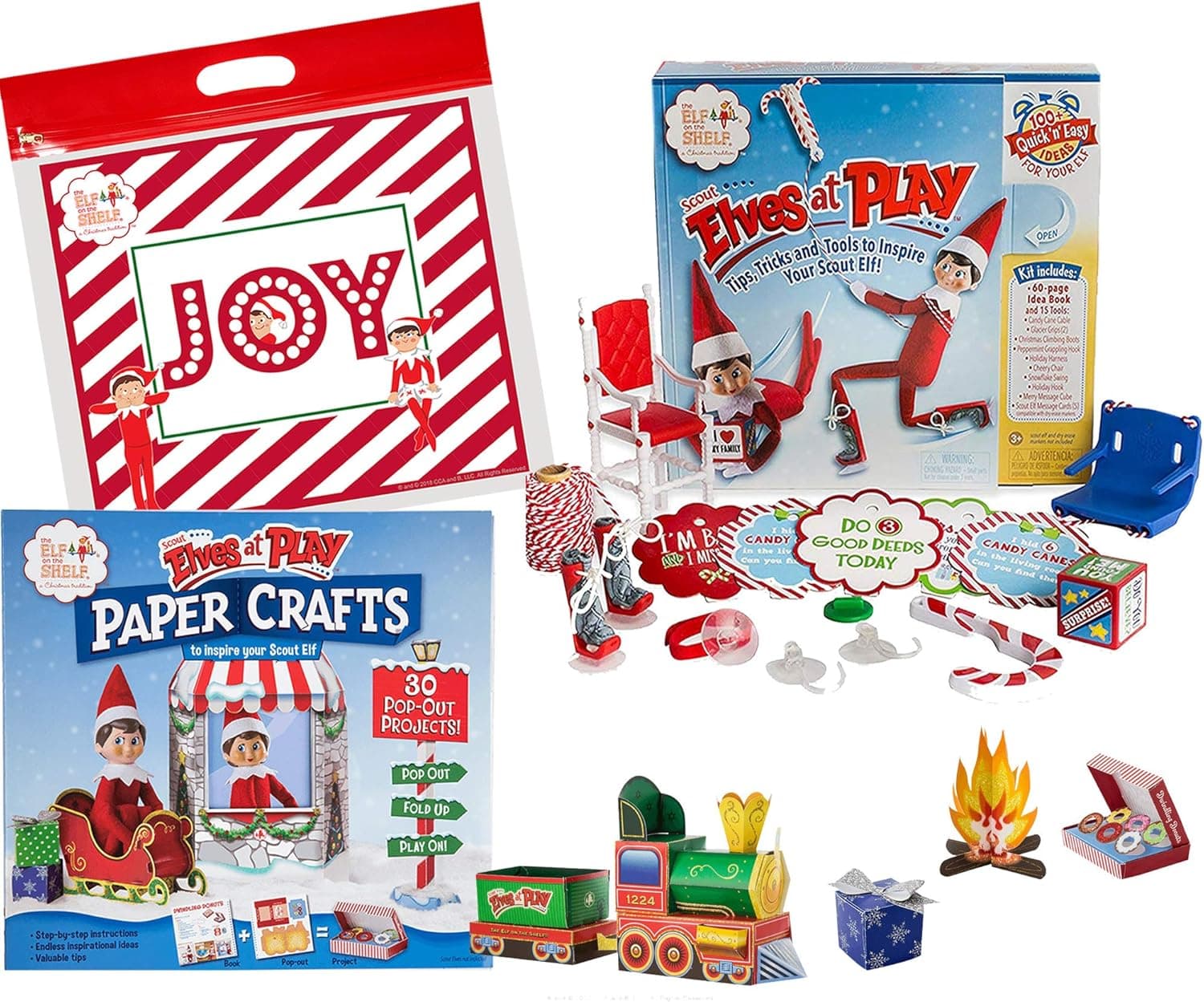 The Elf on the Shelf Gift Set - Elves at Play 15 Piece Tool Set with Scout Elves at Play Paper Crafts and Exclusive Joy Bag