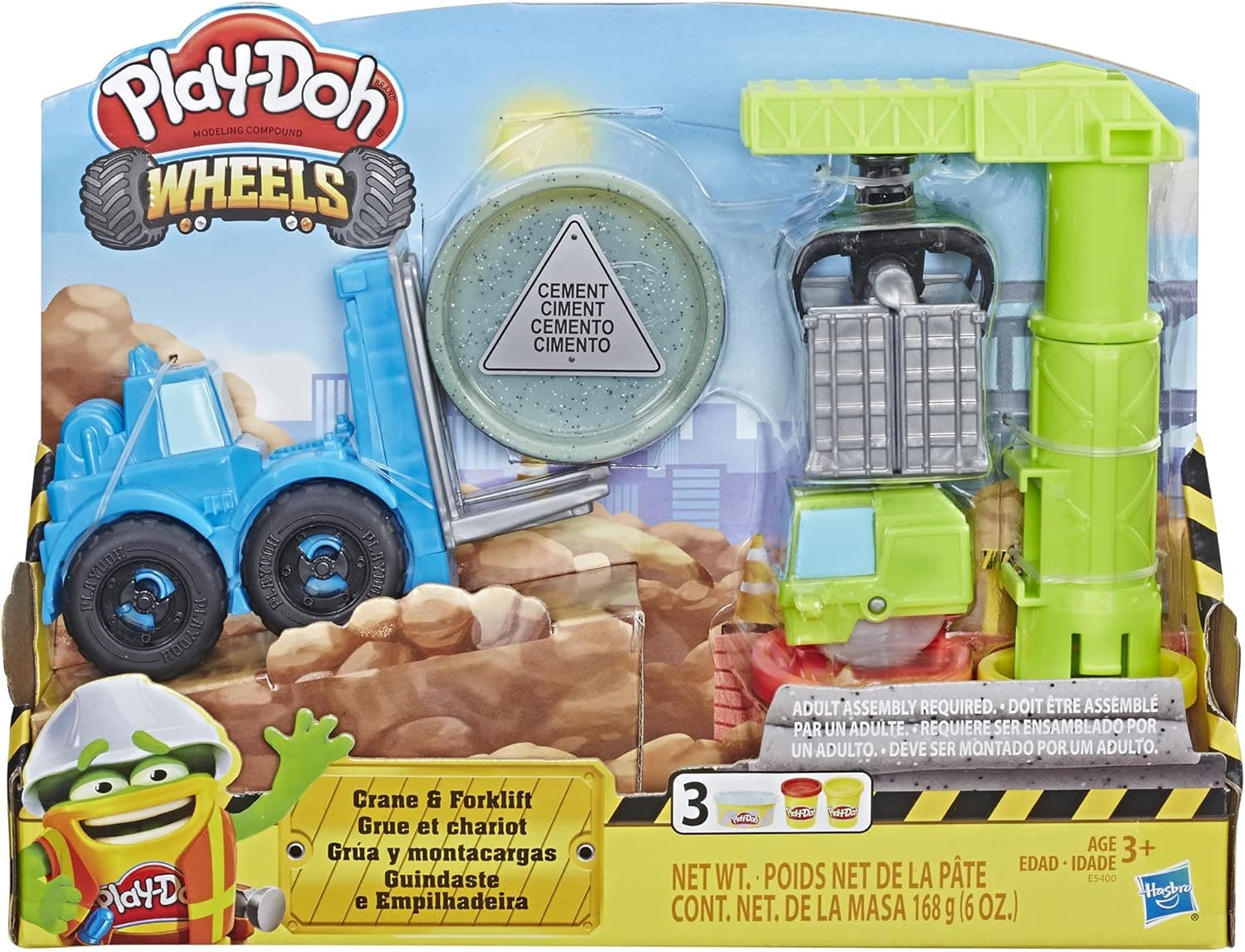 Play-Doh Wheels Crane and Forklift Construction Toys with Non-Toxic Cement Buildin' Compound Plus 2 Additional Colors