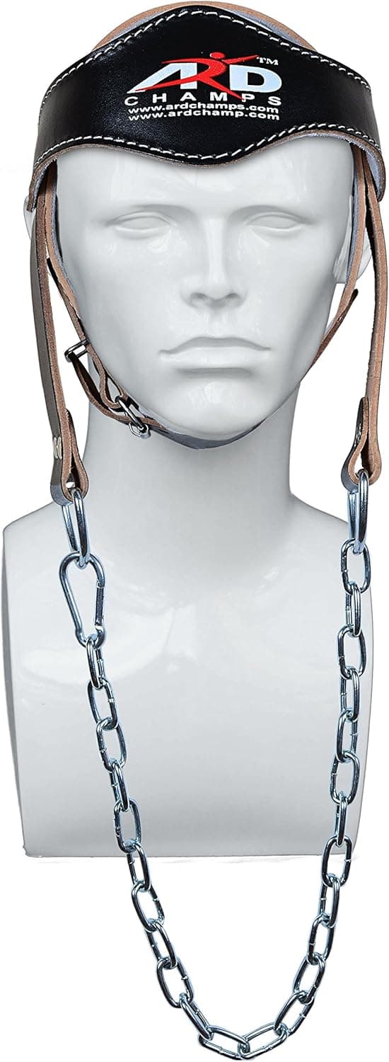 ARD Power Gym Weight Lifting Head Neck Strength Harness Strap Leather Black