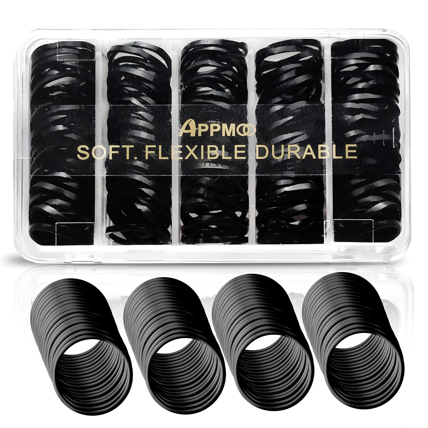 APPMOO Mini Elastic Bands 150 Pieces, Soft Elastic Hair Ties, Hair Styling Rubber Bands for Girls, Toddlers, Women, Babies, Braids, Long Hair, Ponytails, Black