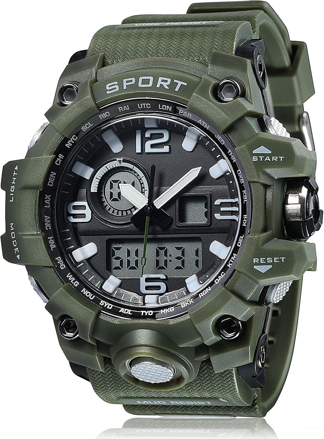 Mens Waterproof Digital Watch LED Screen Big Dial Military Casual Luminous Alarm Army Sports Watches