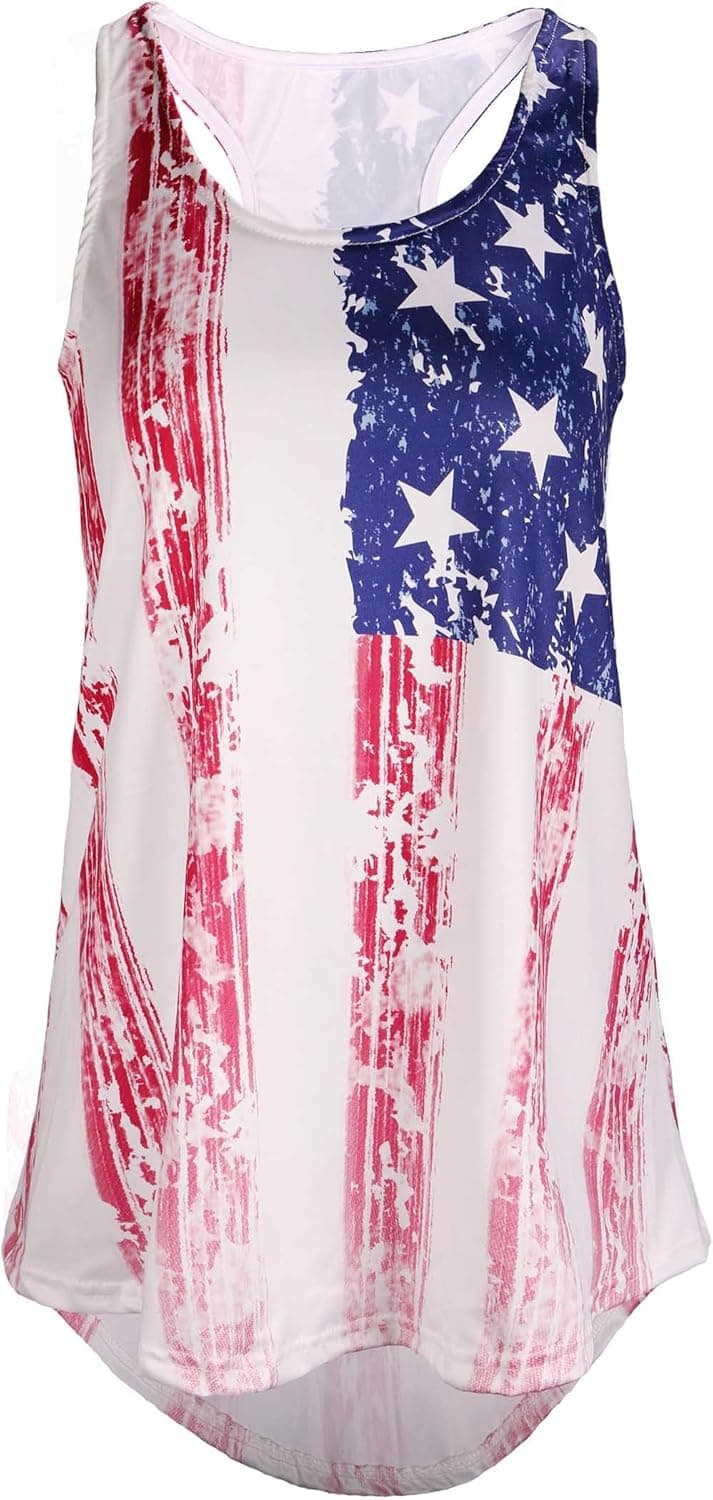 DREAGAL Women's Racer Back Zig-Zag Tank Top Loose Sleeveless Tunic