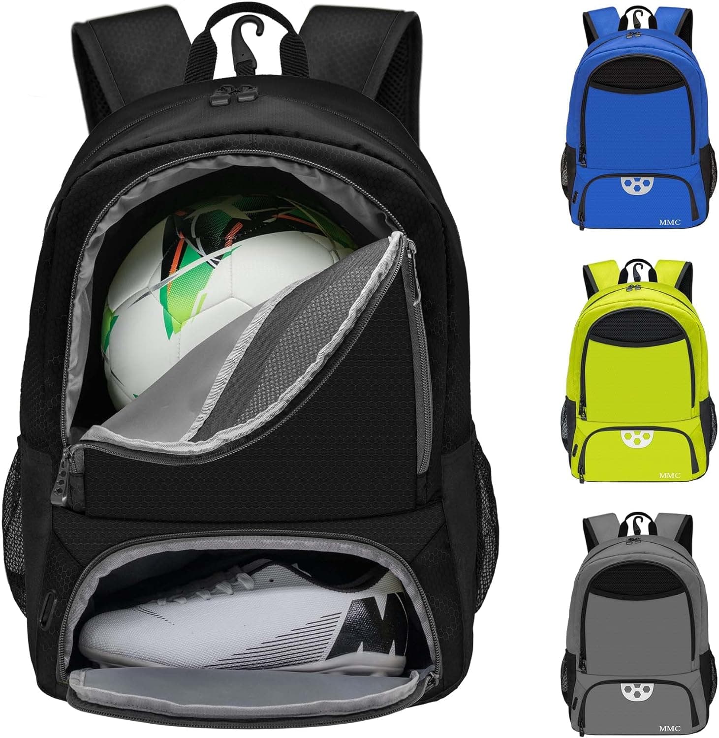 MMC Youth Soccer Bag, Soccer Backpack for Basketball Volleyball Football, Boys Girls Soccer Bags with Ball Compartment and Ball Holder