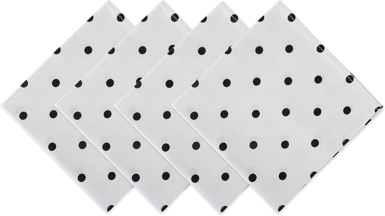 DII Polka Dot Kitchen Collection, Napkins, 18x18, White/Black, 4 Piece