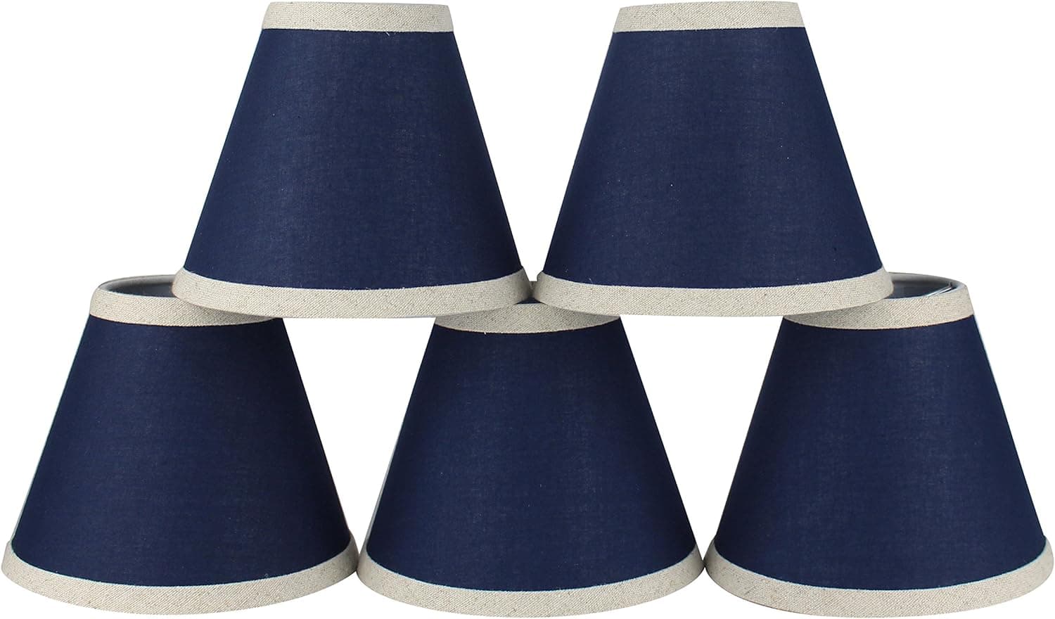 Urbanest Set of 5 Navy Blue 3-inch by 6-inch by 5-inch Cotton Chandelier Shade with Natural Linen Trim