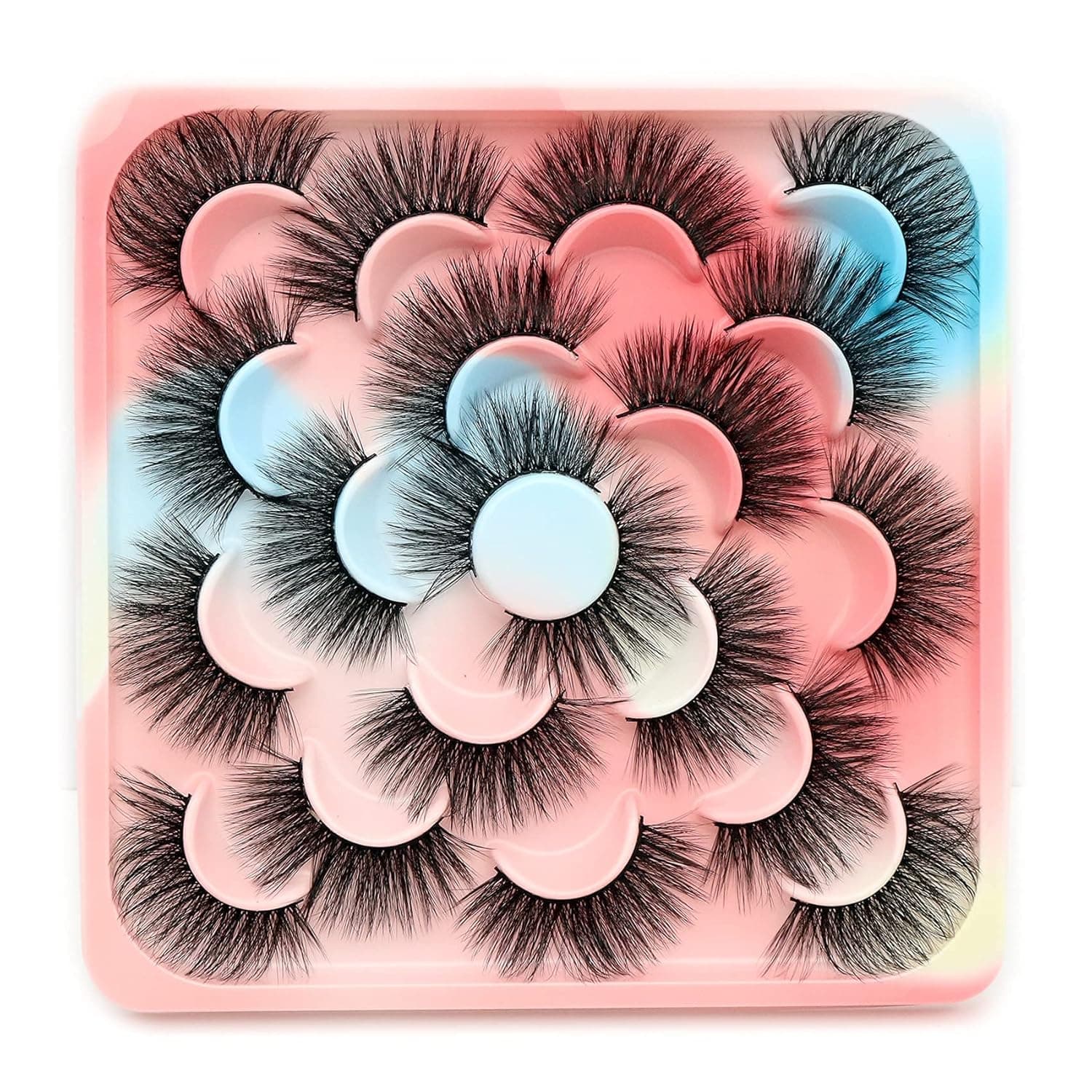 Veleasha Lashes 10 Pairs Value Pack Fluffy Wispy Faux Mink Lashes 22mm Dramatic Long Fake Eyelashes Handmade Lightweight False Lashes for Women (A54)