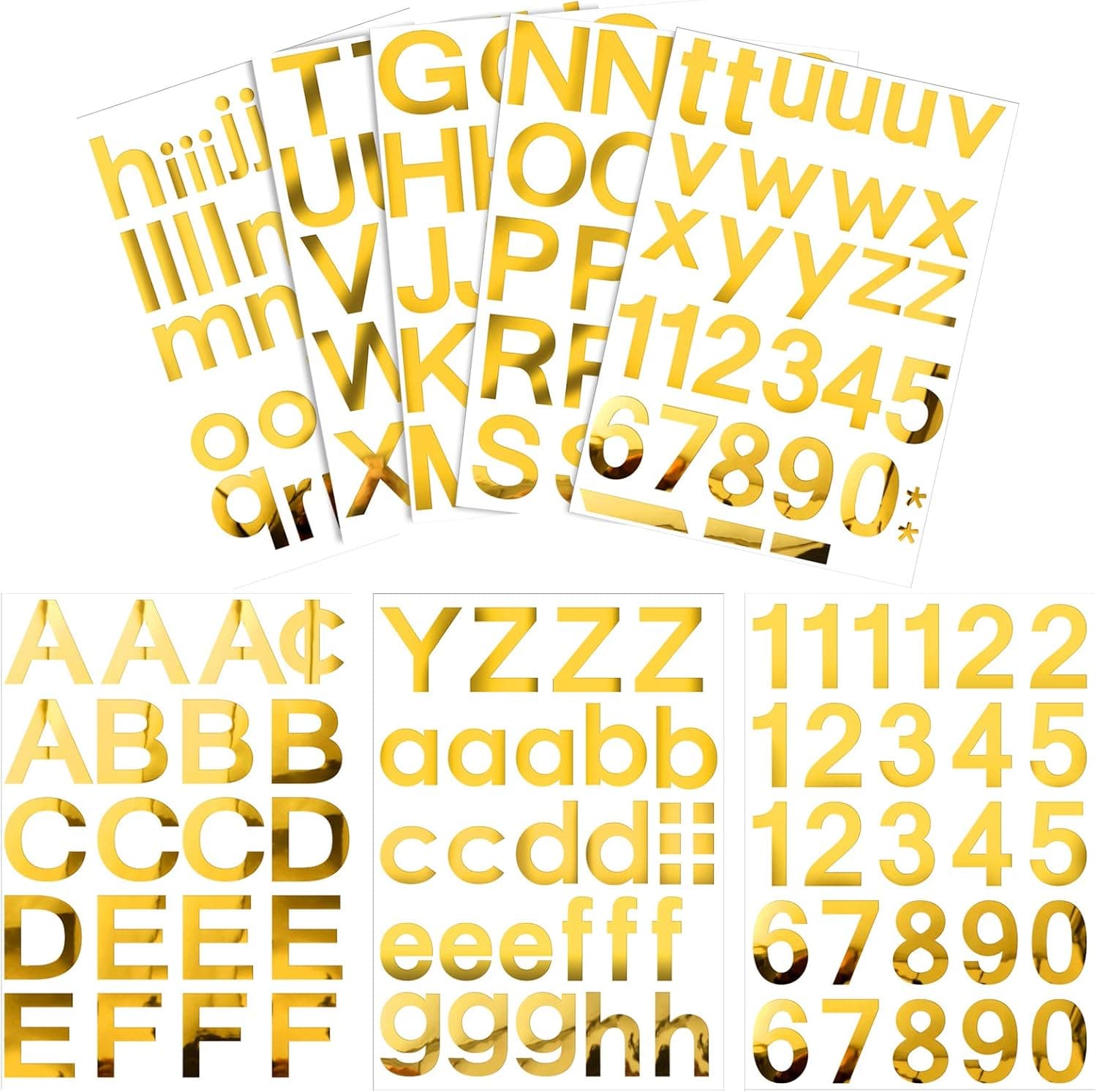 202 Pieces Self-Adhesive Vinyl Letters Numbers Kit, Mailbox Numbers Sticker for Mailbox, Signs, Window, Door, Cars, Trucks, Home, Business, Address Number (Gold,2 Inch)