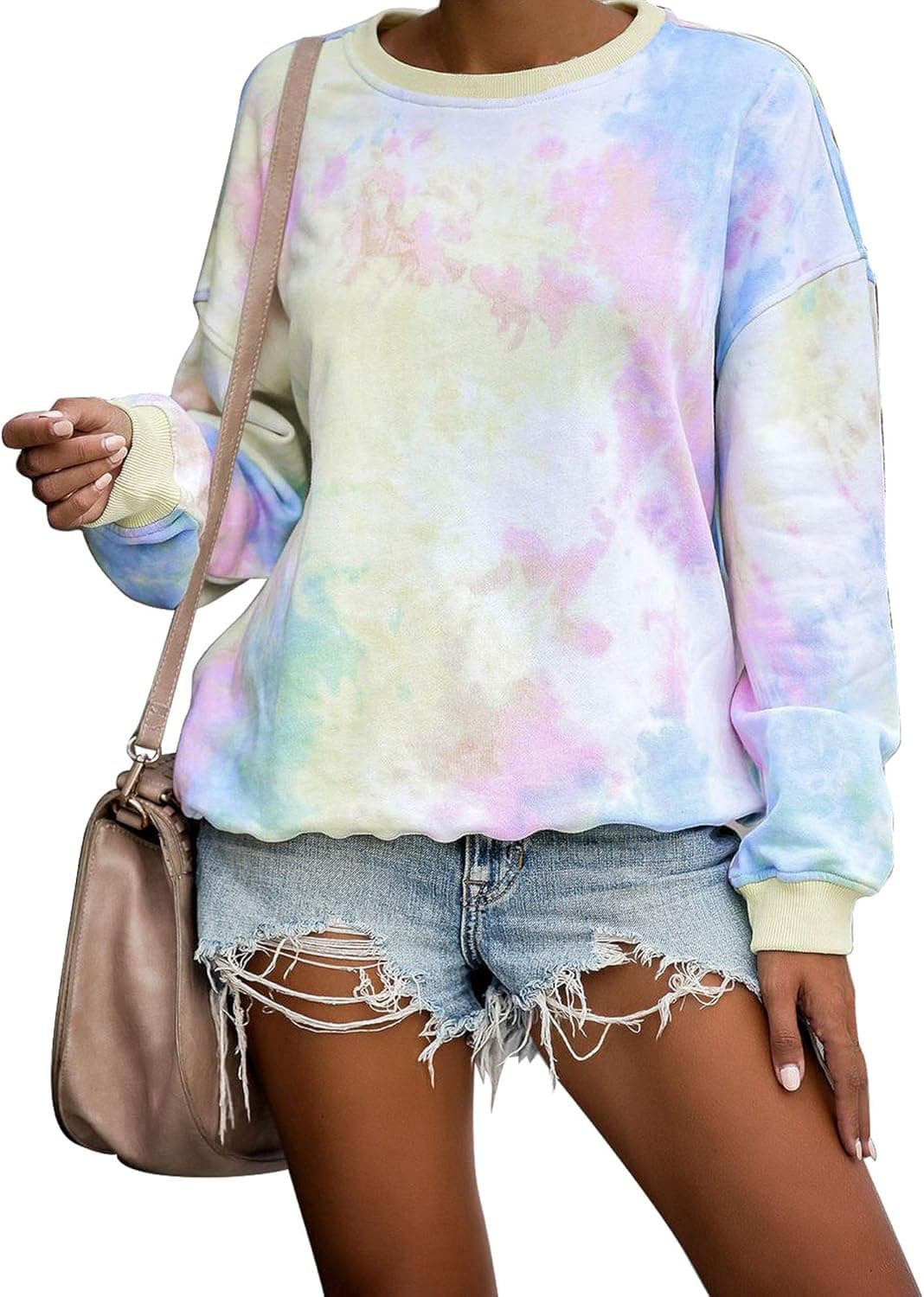 luvamia Women's Casual Crewneck Sweatshirts Long Sleeve Loose Pullover Shirts Tops