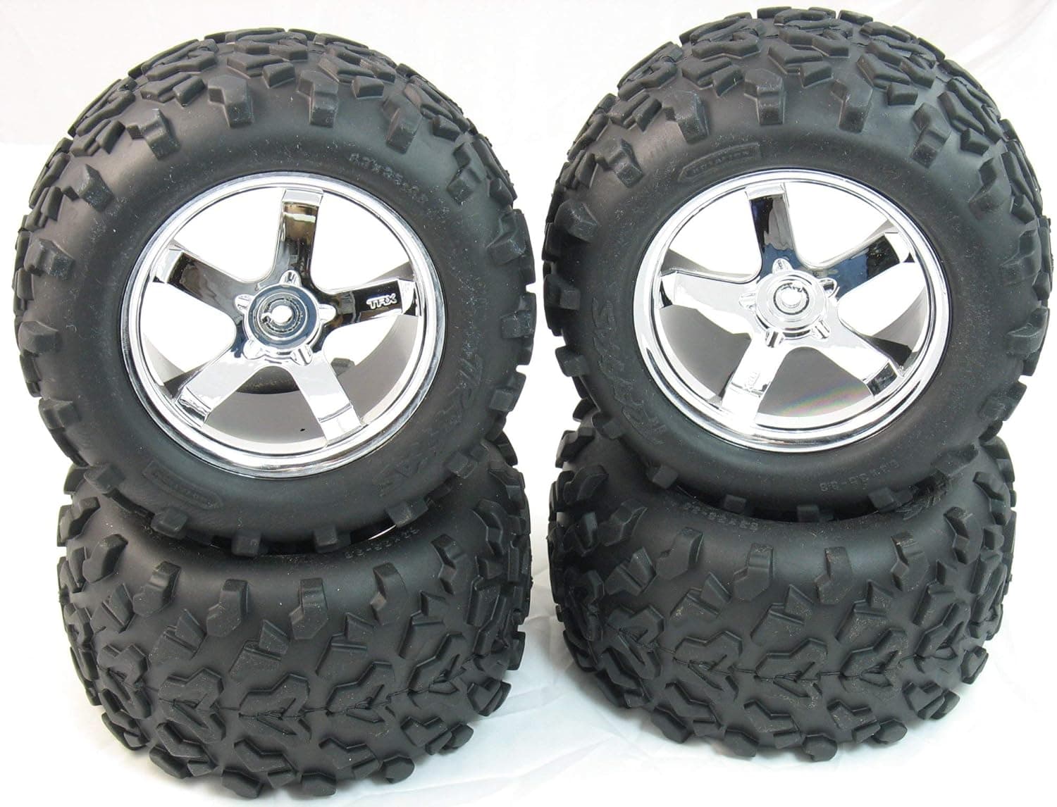 T-MAXX 3.3 TIRES 4973 5373 (ASSEMBLED 4 WHEELS 6.3" 14MM HEX RIMS 4907 TRAXXAS