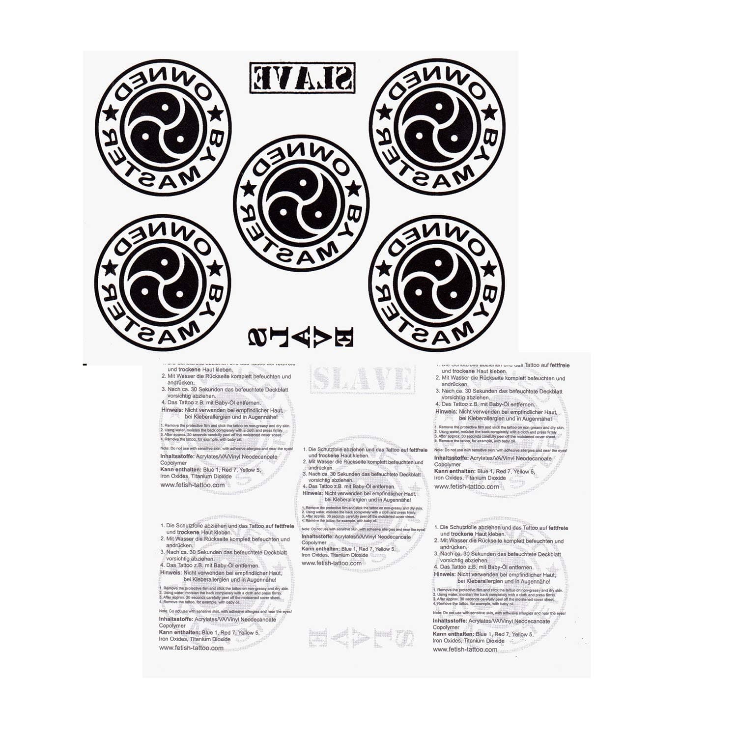 5 x Owned by Master Temporary Tattoo in Black - Fetish Kinky BDSM Tattoo (5)