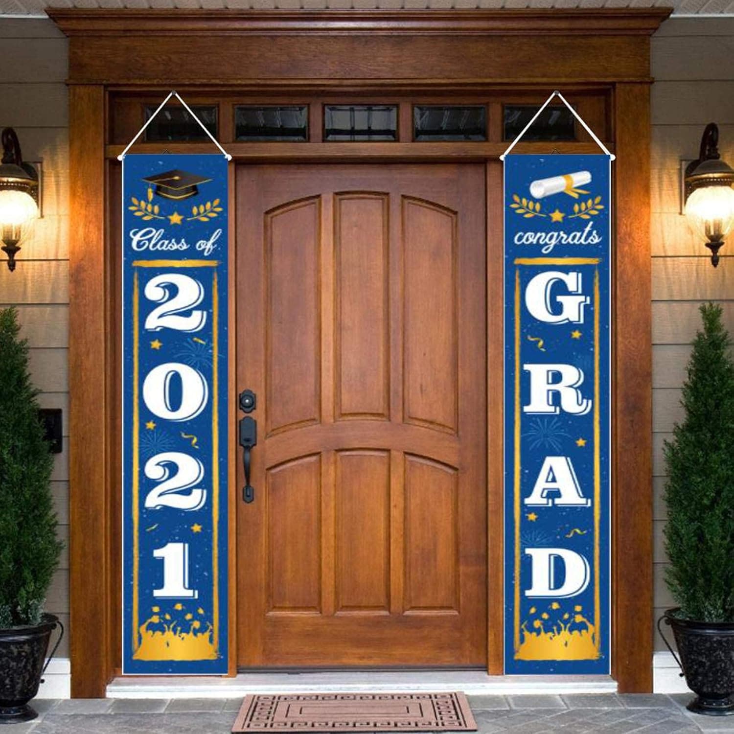 2021 Graduation Banners - Graduation Porch Sign 2021- Class of 2021 Graduation Party Supplies - 2021 Graduation Decorations Banners- Hanging Flags Banner Signs Indoor & Outdoor Home Door Porch Decor