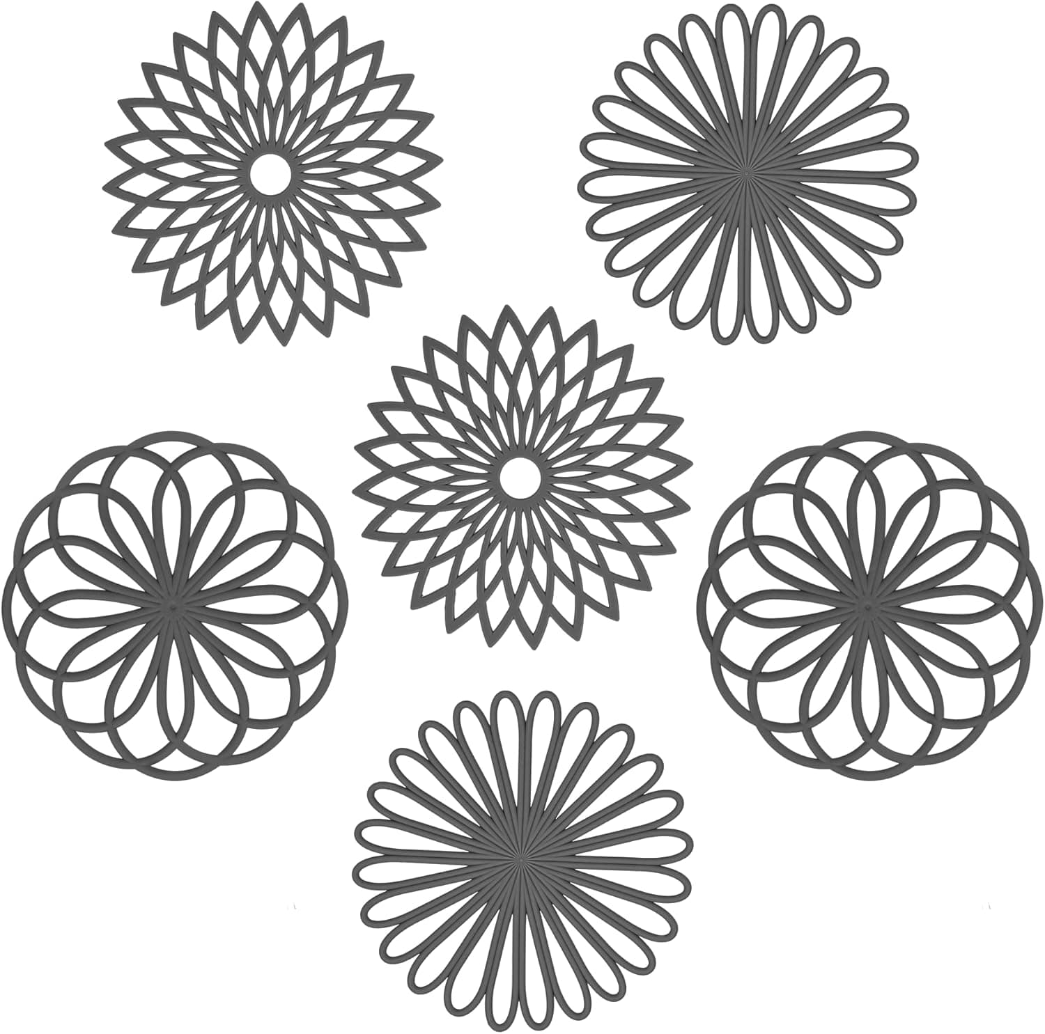 Nstezrne Trivets for Hot Dishes, Silicone Trivet Mat Hot Pads for Kitchen, Trivets for Hot Pots and Pans, Multi Purpose Heat Resistant Mats for Tabletop & Countertop, Silicone Mats Set 6 Dark Gray
