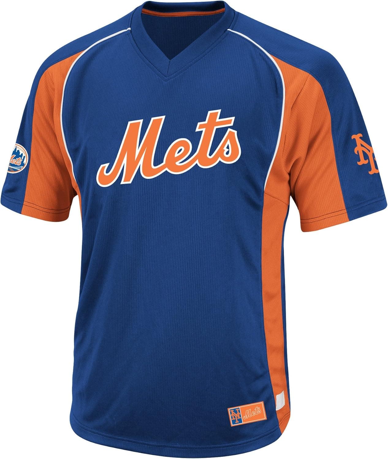 MLB New York Mets Men's True Winner Crew Polo, Royal/Orange