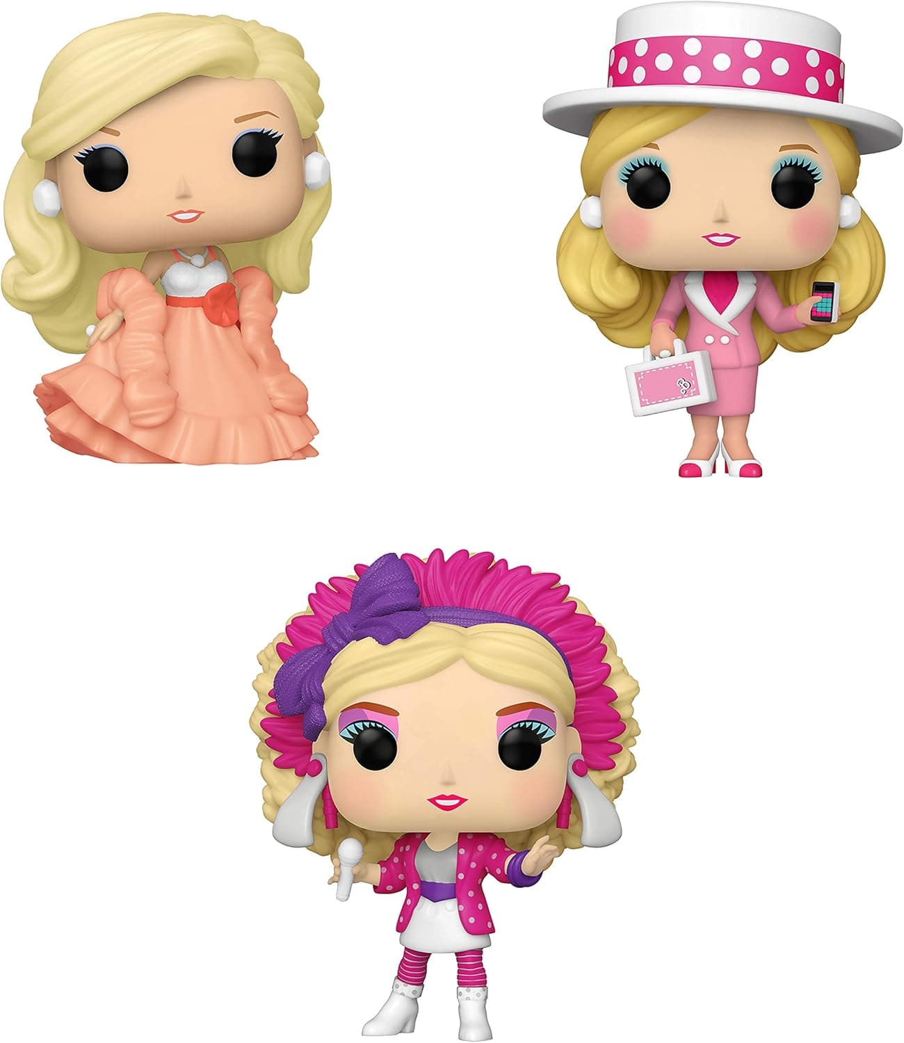 Funko Vinyl: POP! Barbie Collectors Set - Peaches N Cream Barbie, Business Barbie, Rock Star Barbie, 3.75 inches