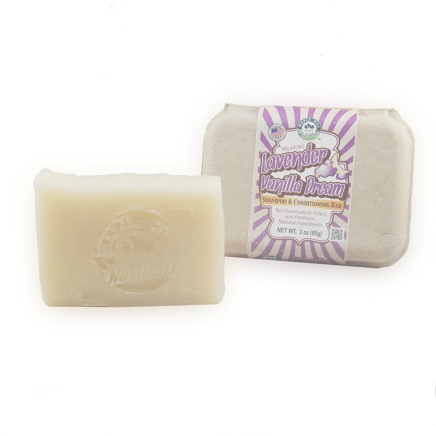 Maple Hill Naturals: Shampoo Bar (Coconut Oil, Hemp Seed Butter, Shea Butter, Avocado Oil, Jojoba Oil) (Lavender Vanilla Dream Essential Oil)