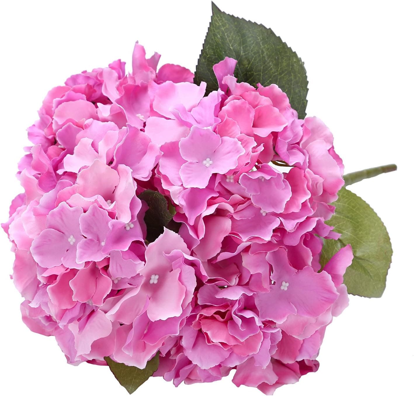 Houda Artificial Silk Hydrangea Bouquet Fake Flowers Arrangement Home Wedding Decor (Rose red)