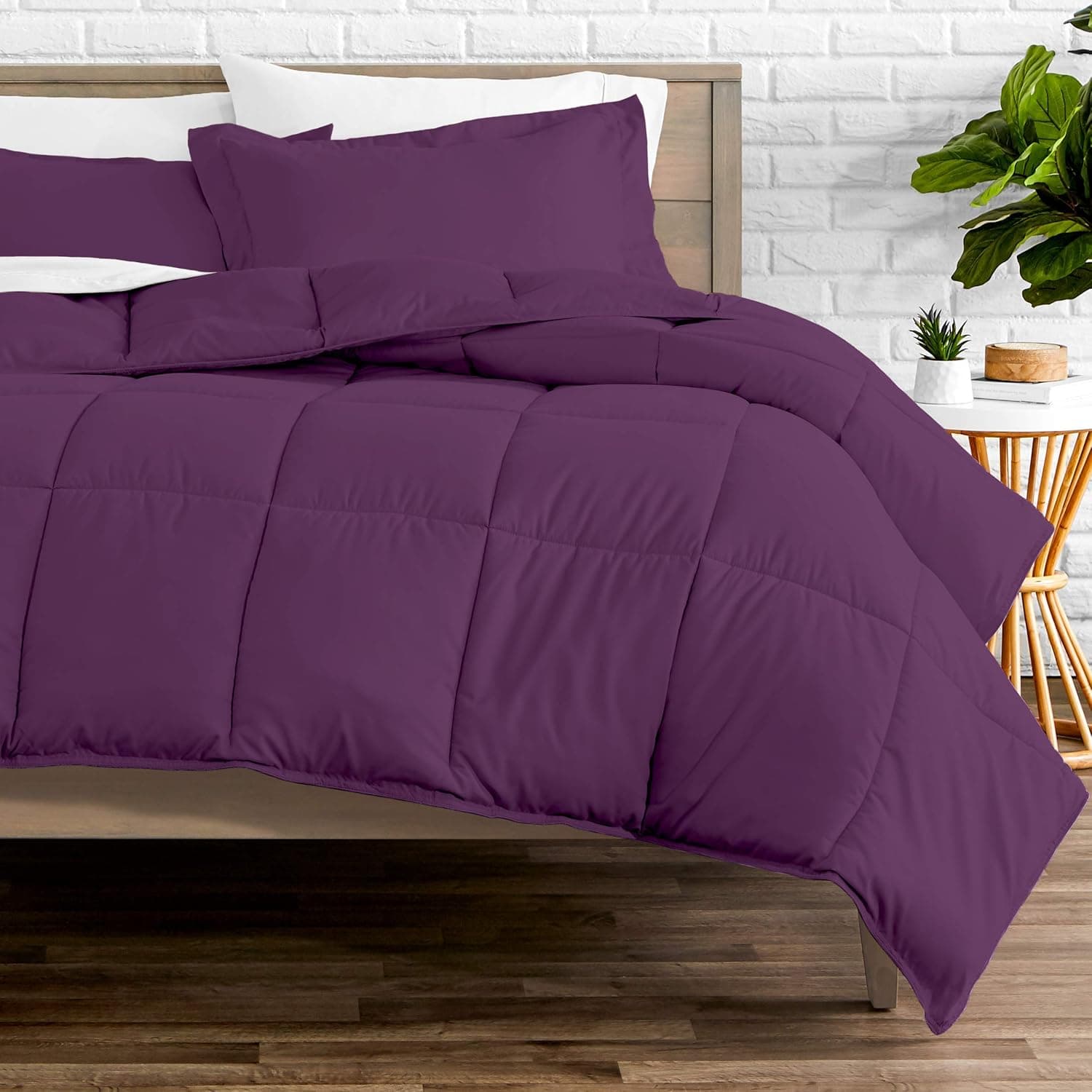 Comforter Set - Full/Queen - Goose Down Alternative - Ultra-Soft Comforter 100% Egyptian Cotton - Premium 1000 TC - All Season (Full/Queen, Plum)