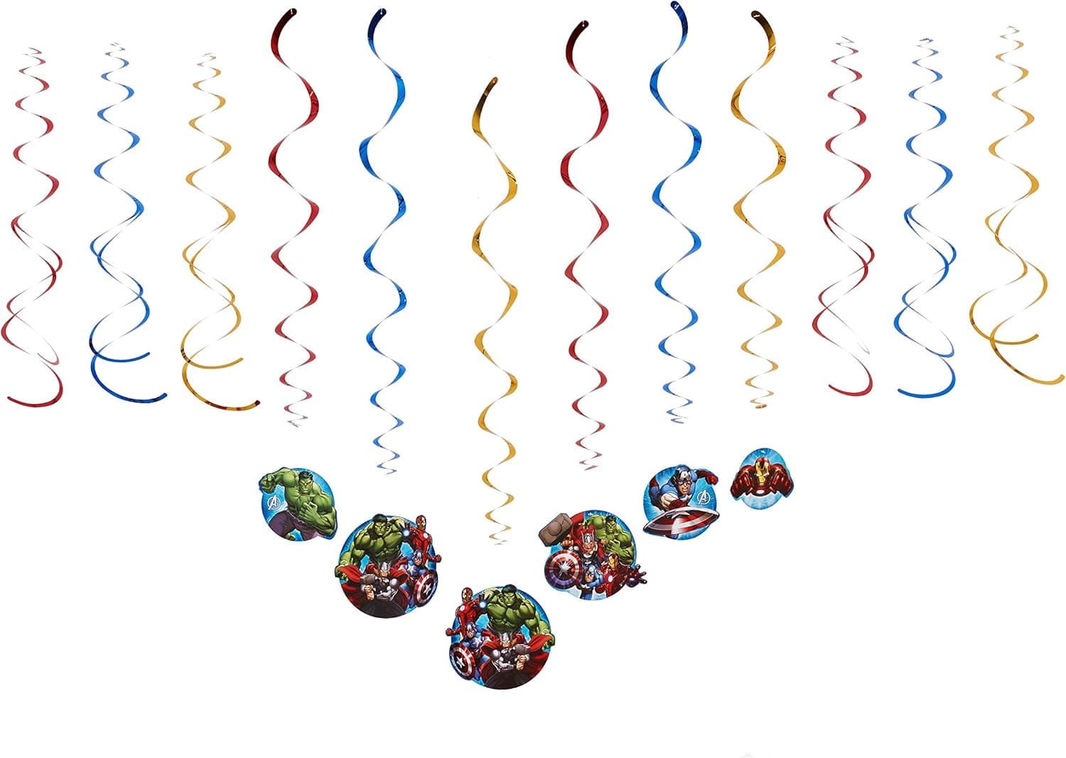 12-Piece Marvel Avengers Assemble Swirl Decorations, Multicolored