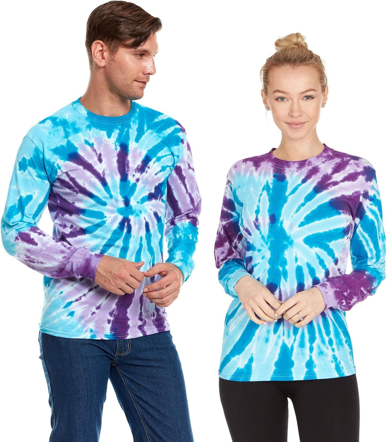 DARESAY Long Sleeve Tie Dye Aesthetic Clothes, Multi-Size Shirt, Sun Protection Shirts for Men, Women Boys, Girls, Teen, Flag