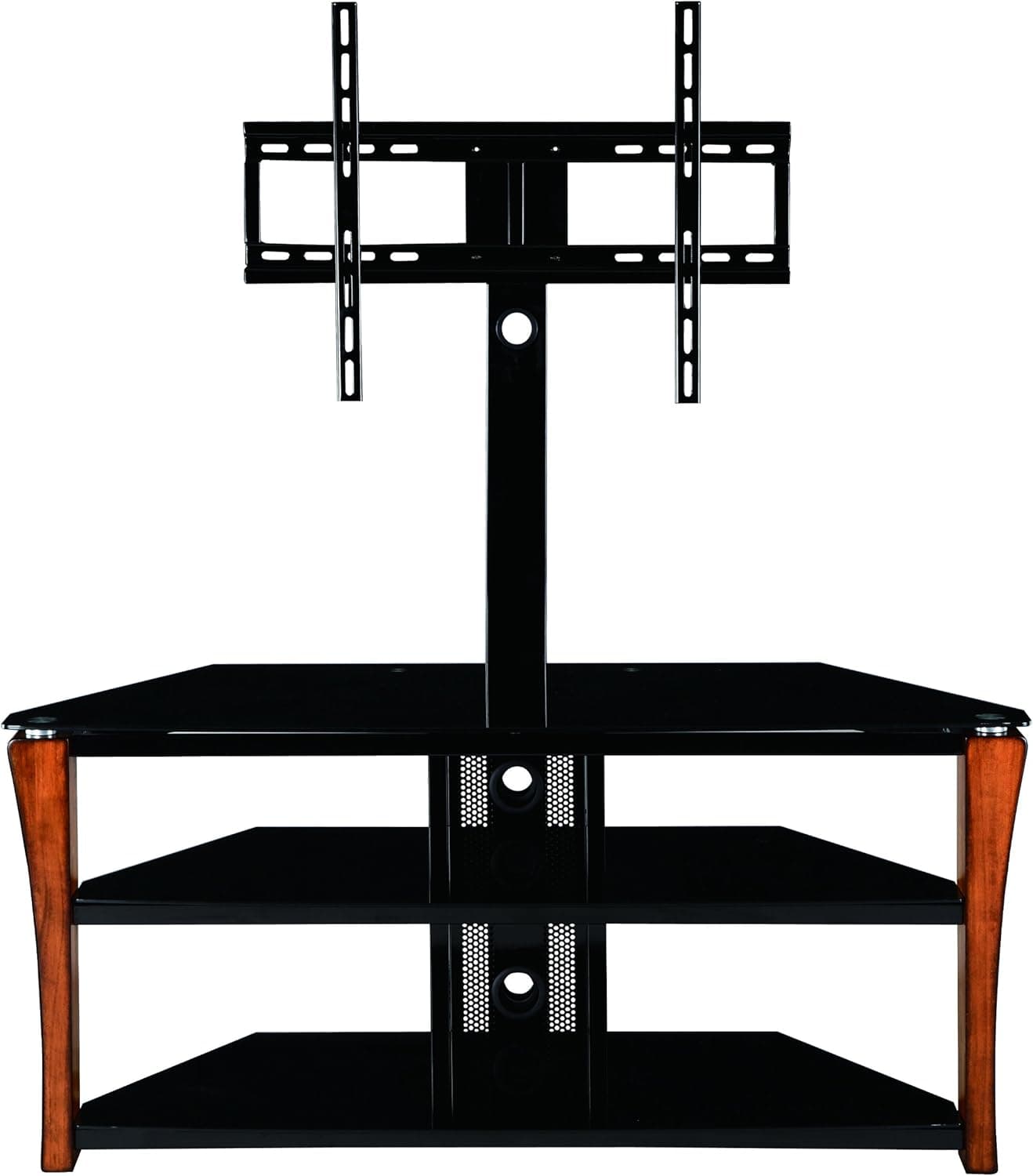 Swivel Tv Mount up to 55" Flat Screen Tv. A Black Entertainment Center with 3 Tempered Glass Shelves for Your Home Entertainment System. This Tv Stand for Flat Screens Has Wire Management and Flat Screen Tv Mount Holds up to 130 Lb Lcd/led/plasma Tv.