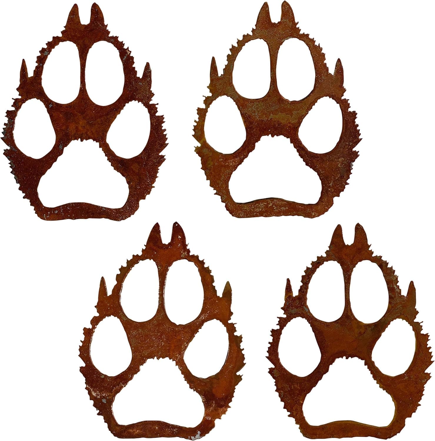7055 Inc Wolf Paw Prints Metal Decor Set, Rust
