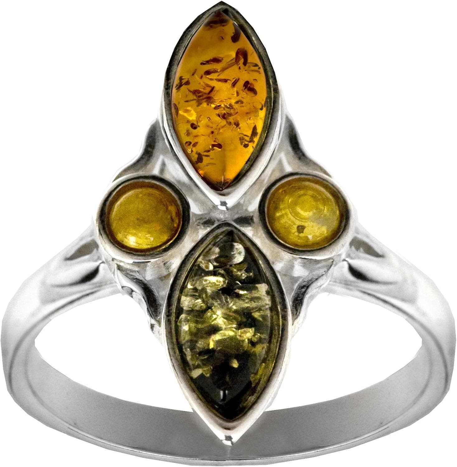 Amazon Collection Sterling Silver MultiColor Amber Modern Small Ring