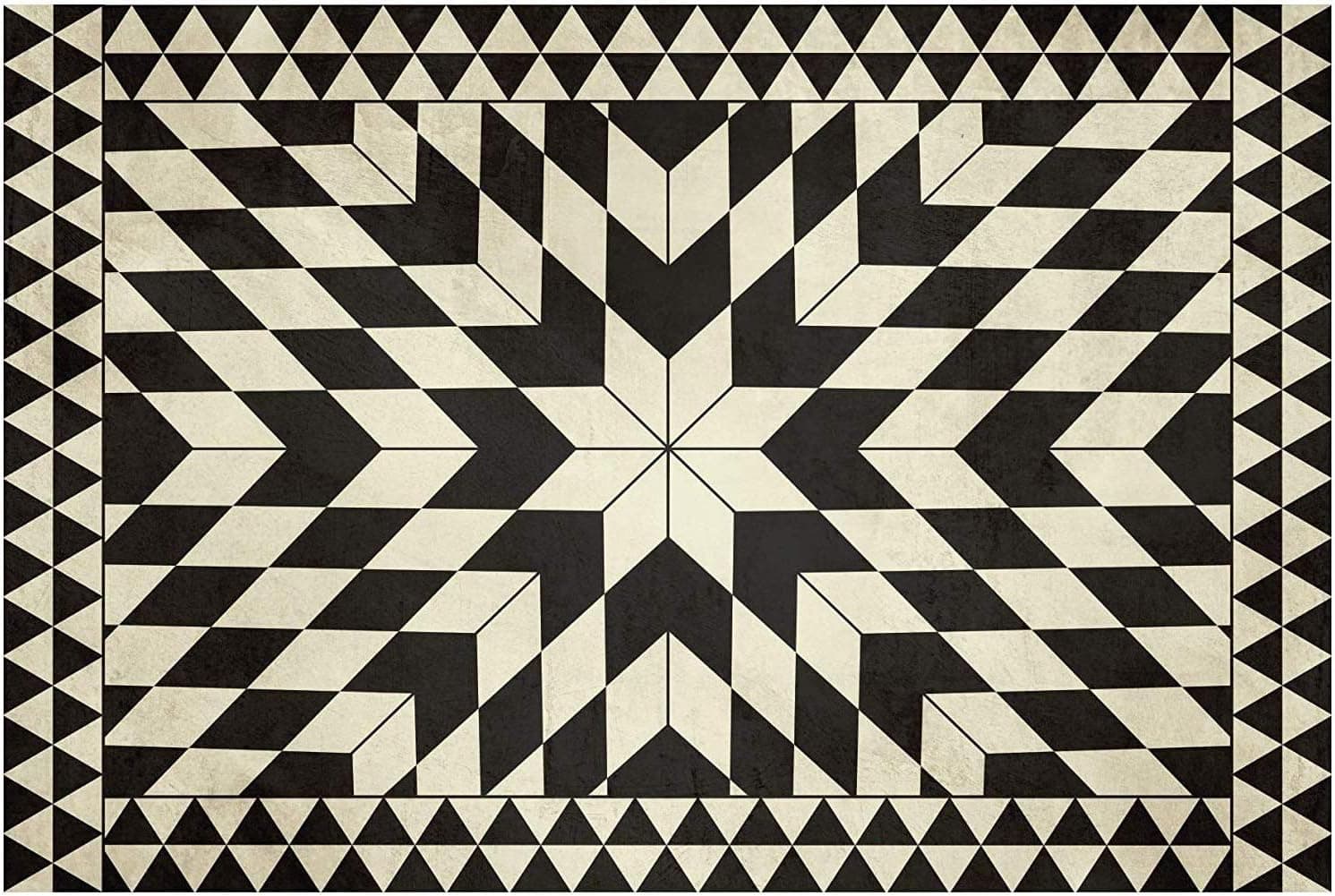 Carolina Creekhouse Lila FloorFlat (042260UA) | Decorative Vinyl Floor Covering | Lay Flat | Durable | No Curling Edges | Waterproof | Easy Clean | Wipeable | Eco-Friendly | 2’ x 3’ Mat | Black White