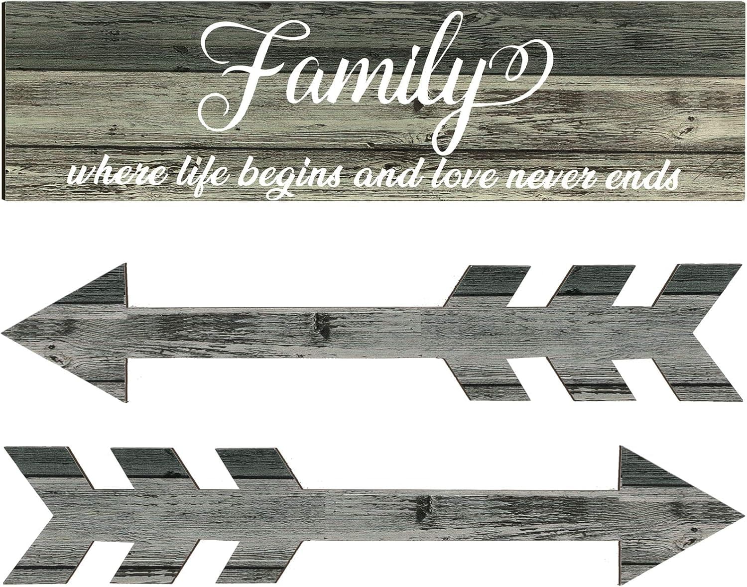 Jetec Family Wood Wall Decor Rustic Wood Arrows Signs Wooden Family Quotes Sign Wood Grain Background Wall Decor for Home Farmhouse Bedroom Dining Living Room Decoration (Multi Color)