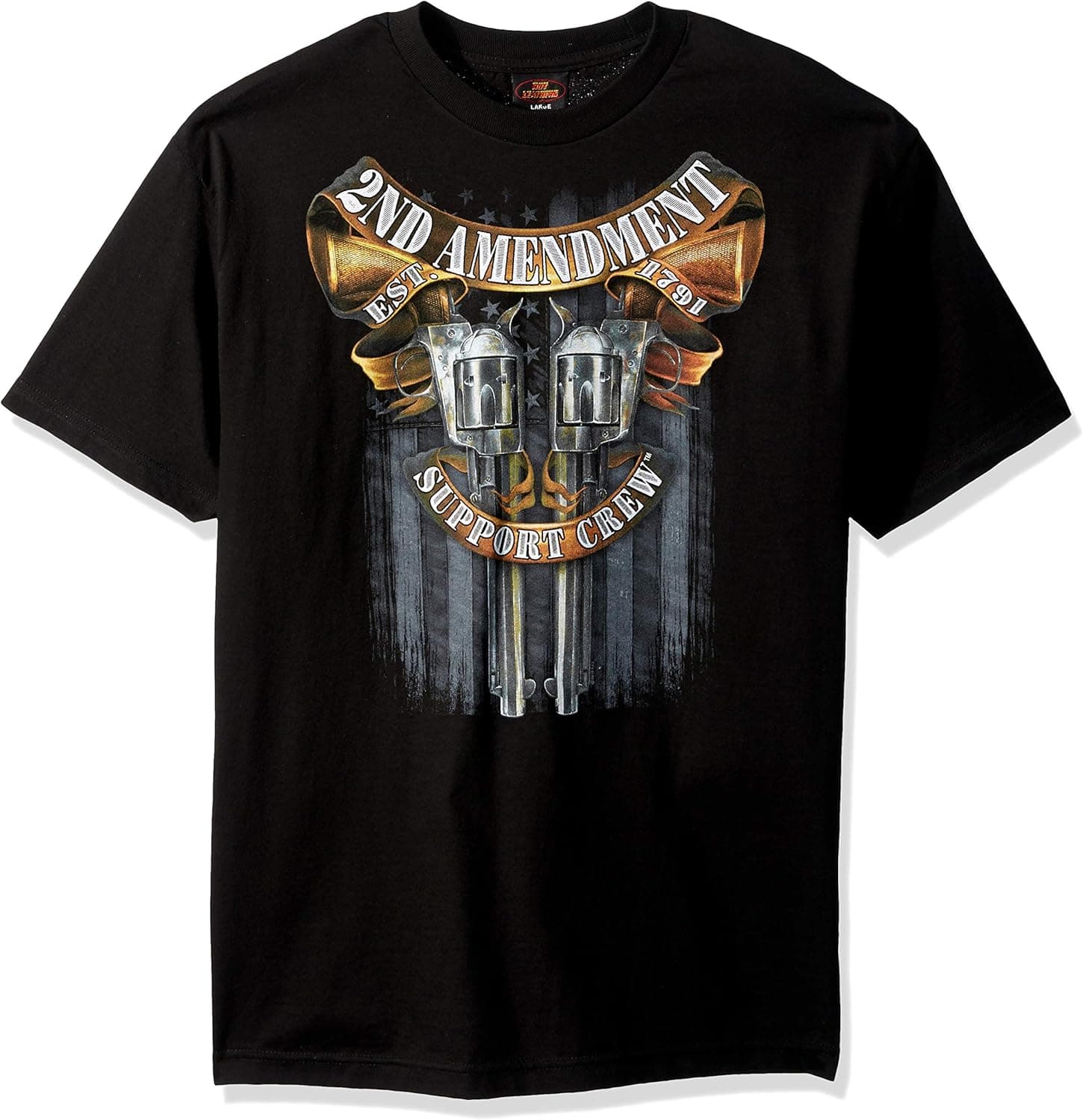 Hot Leathers Men's Crossed Pistols Short Sleeve Double Sided Shirt