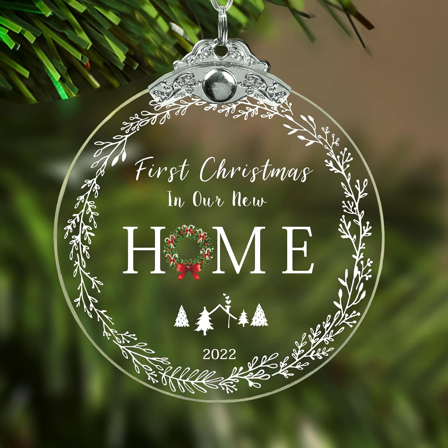 Kilrygh 2022 House Warming Gifts New Home ,Our First Christmas in Our New Home Ornament, Housewarming Gifts for New House Decoration, House Warming Gifts New Home Couple - 3" Glass Ornament