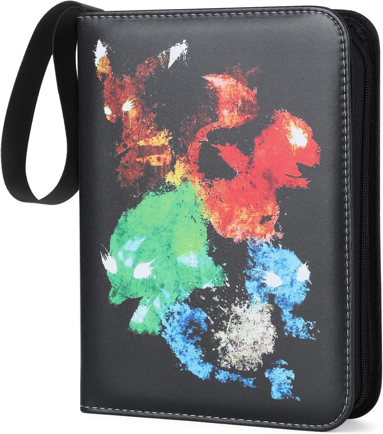 Card Binder for Pokemon Cards 4-Pocket, Trading Card Binder Fits 440 Cards with 55 Removable Sleeves, Trading Card Games Toy Gift for Kids