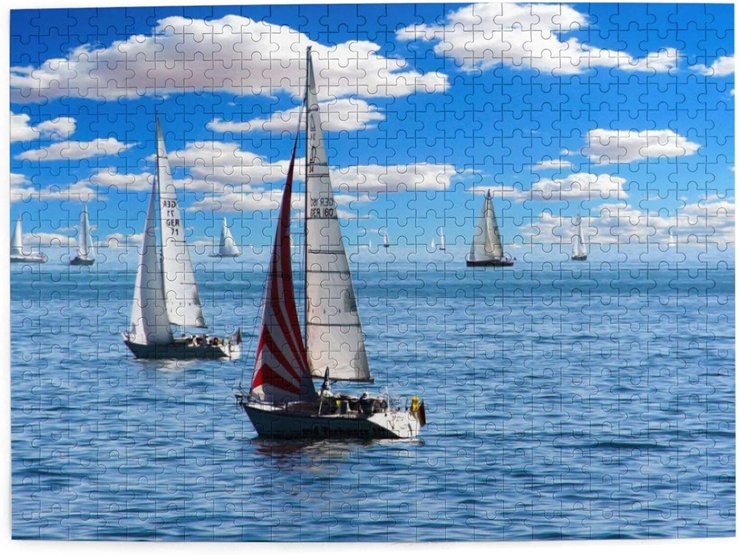 Sailboat in The Ocean Jigsaw Puzzles 500 Pieces, Wooden Large Poster Puzzle Game Artwork for Adults Teens 20.4 x 15 Inch