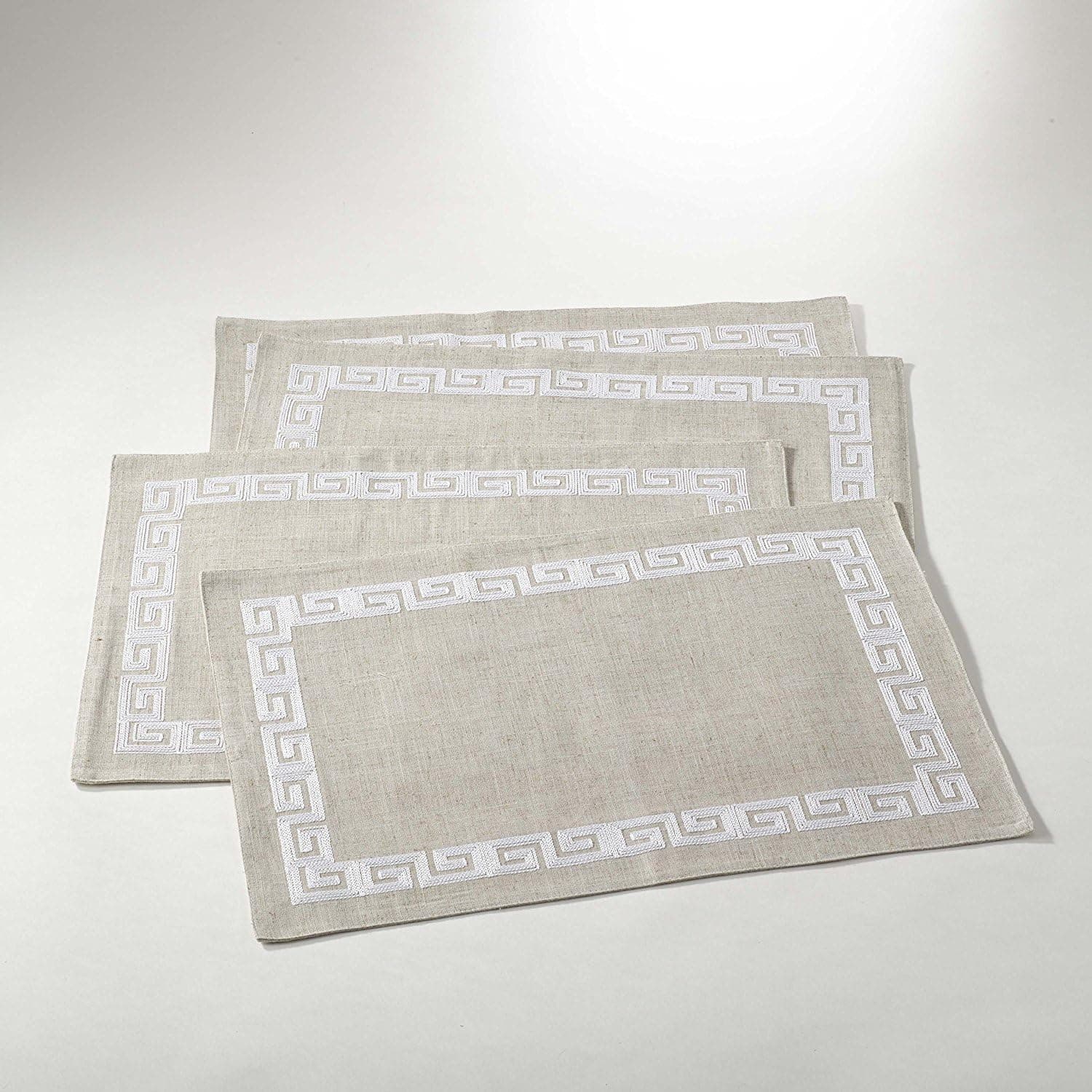 Fennco Styles Calypso Stitched Greek Key Table Runner (13"X19" Placemat, Set of 4)
