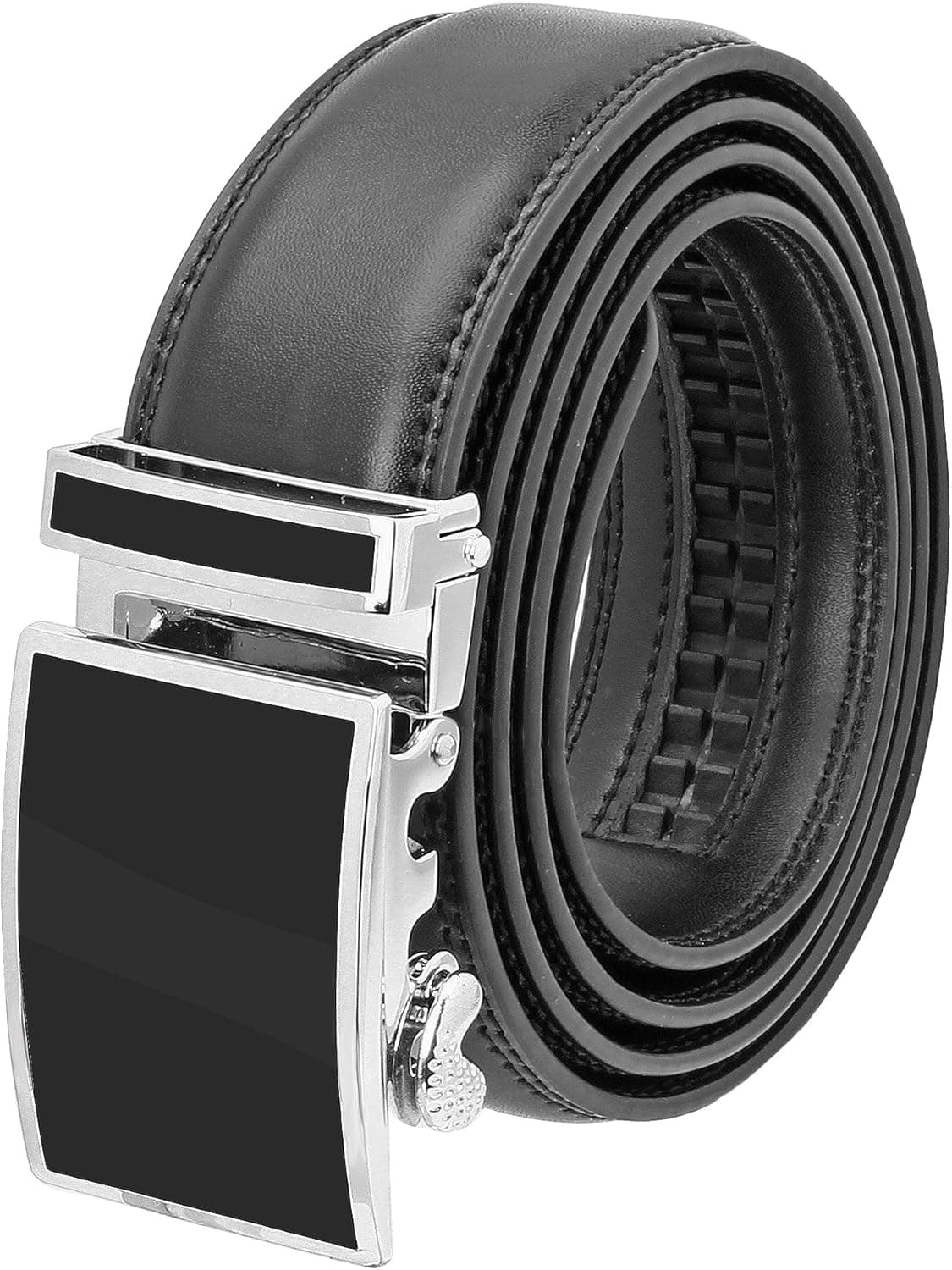 Falari Leather Dress Belt Ratchet Belt Holeless Automatic Buckle Adjustable Size 8001